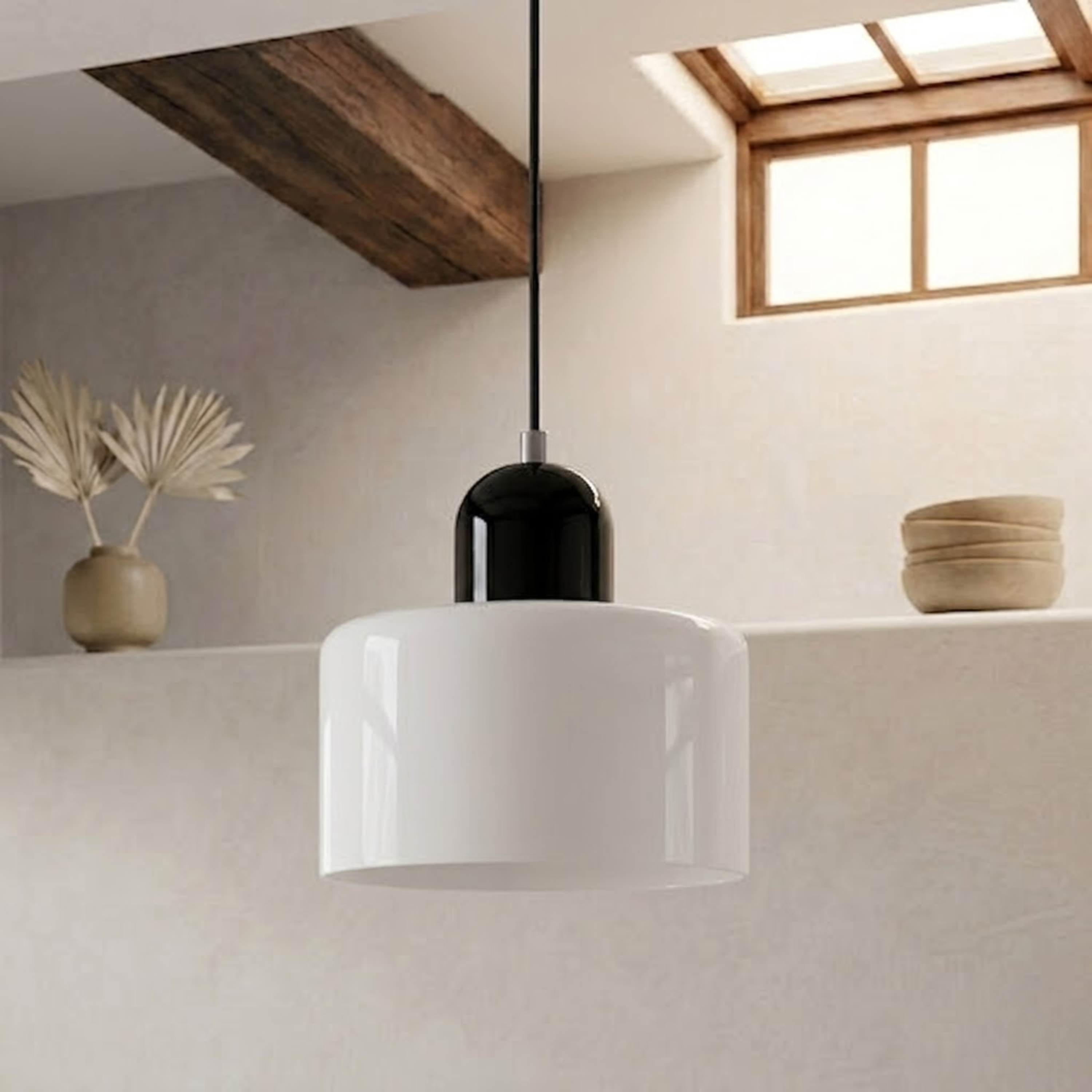 Glass Drum Pendant Light