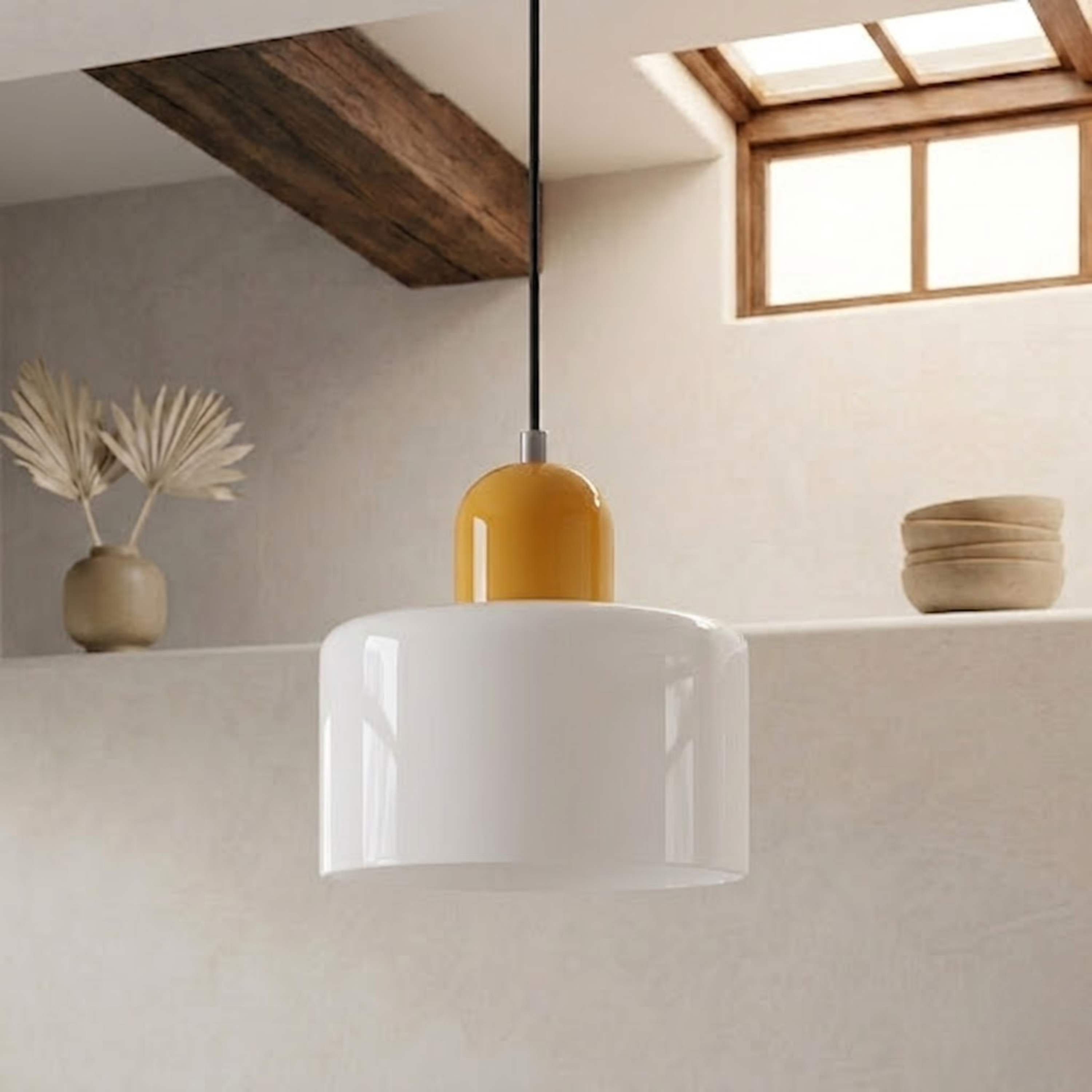 Glass Drum Pendant Light