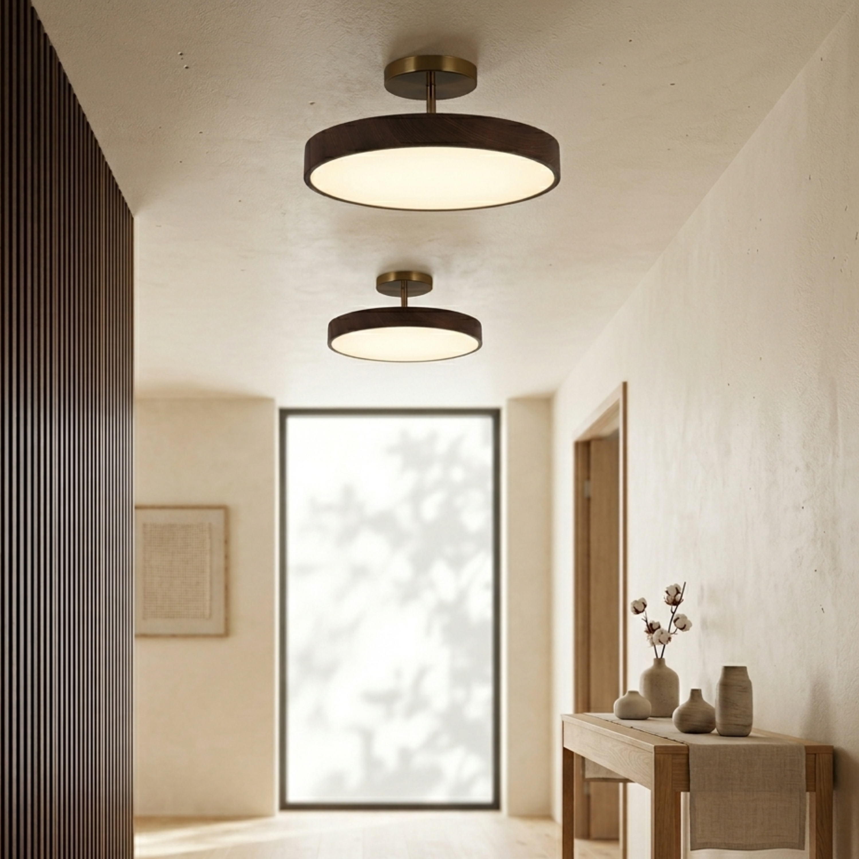 Wood Grain Round LED Ceiling Light