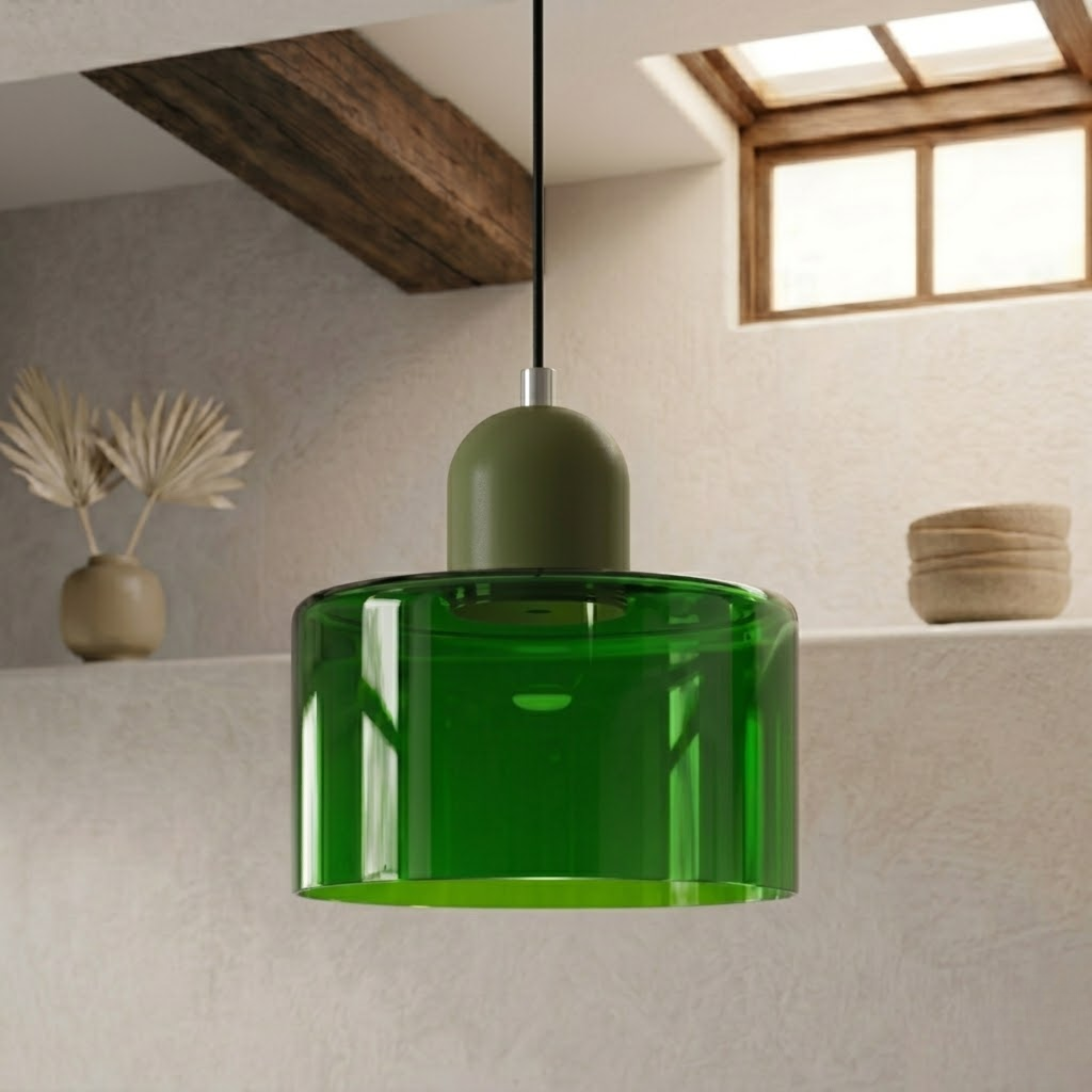 Glass Drum Pendant Light