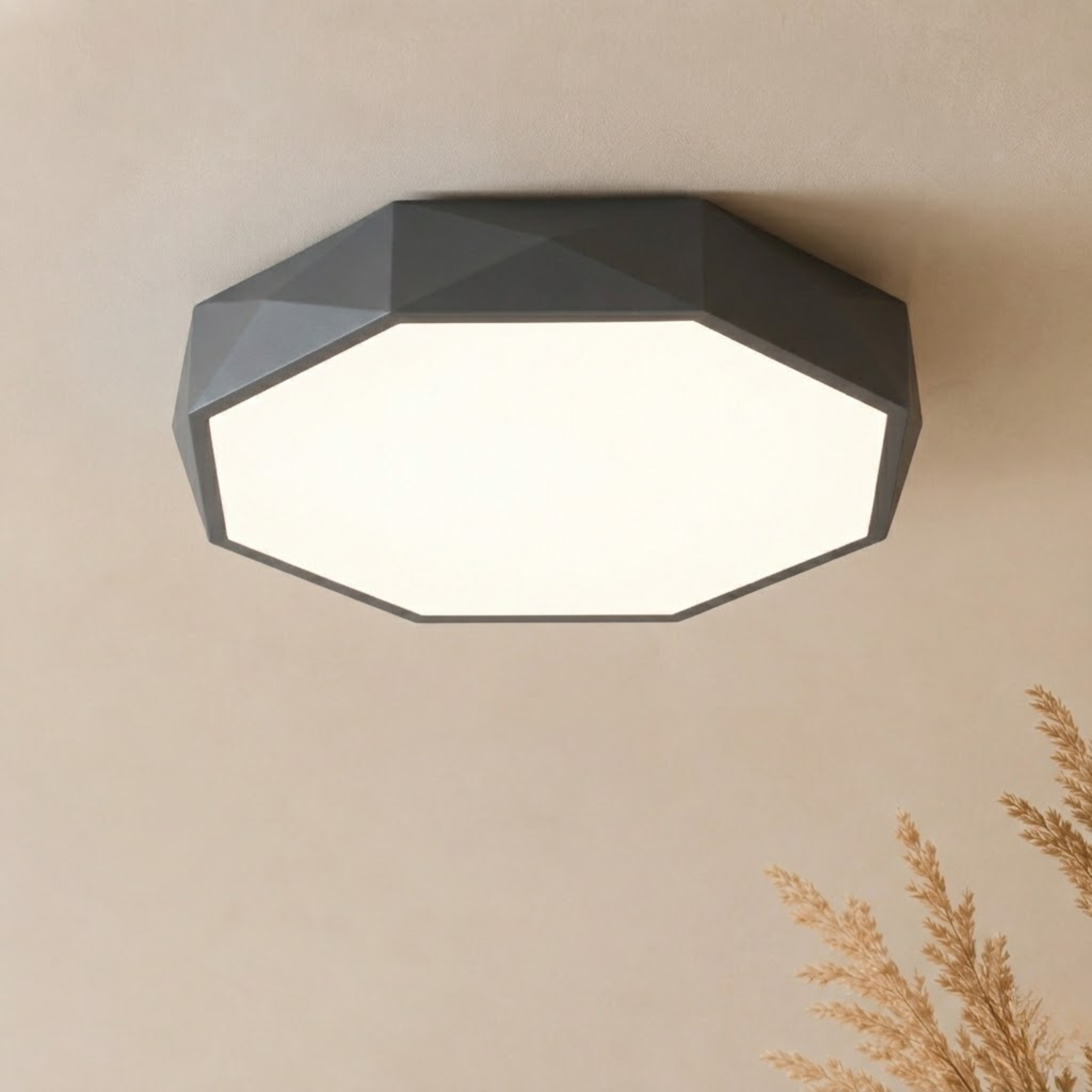 Gray Geometric LED Flush Mount Ceiling Light