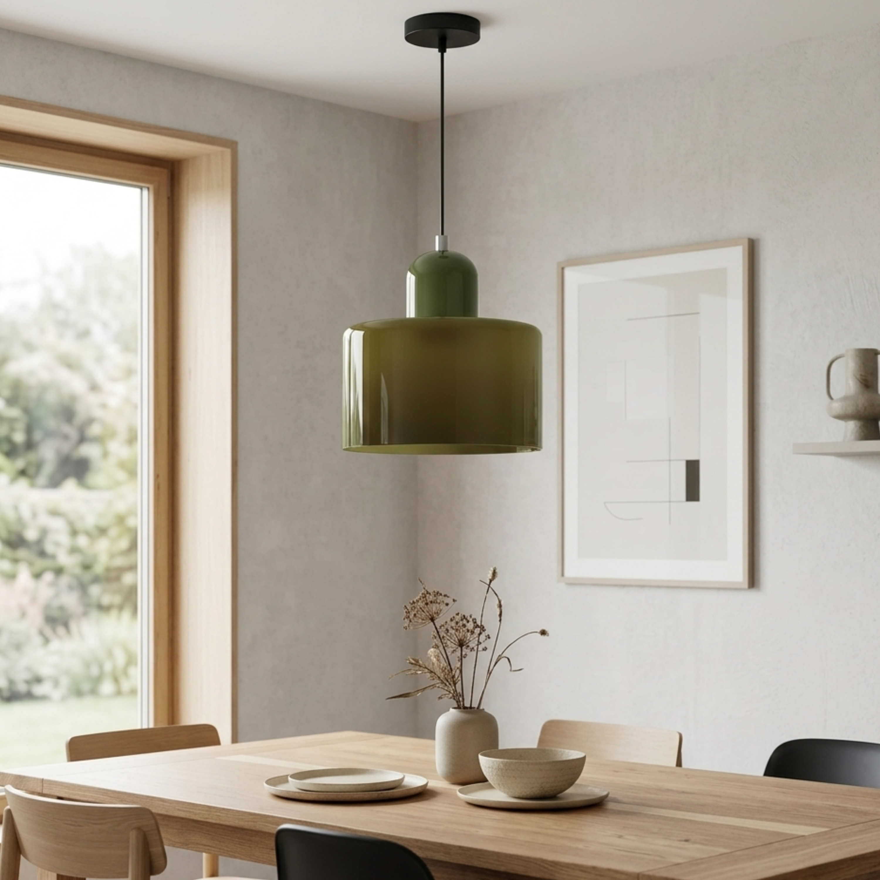 Glass Drum Pendant Light
