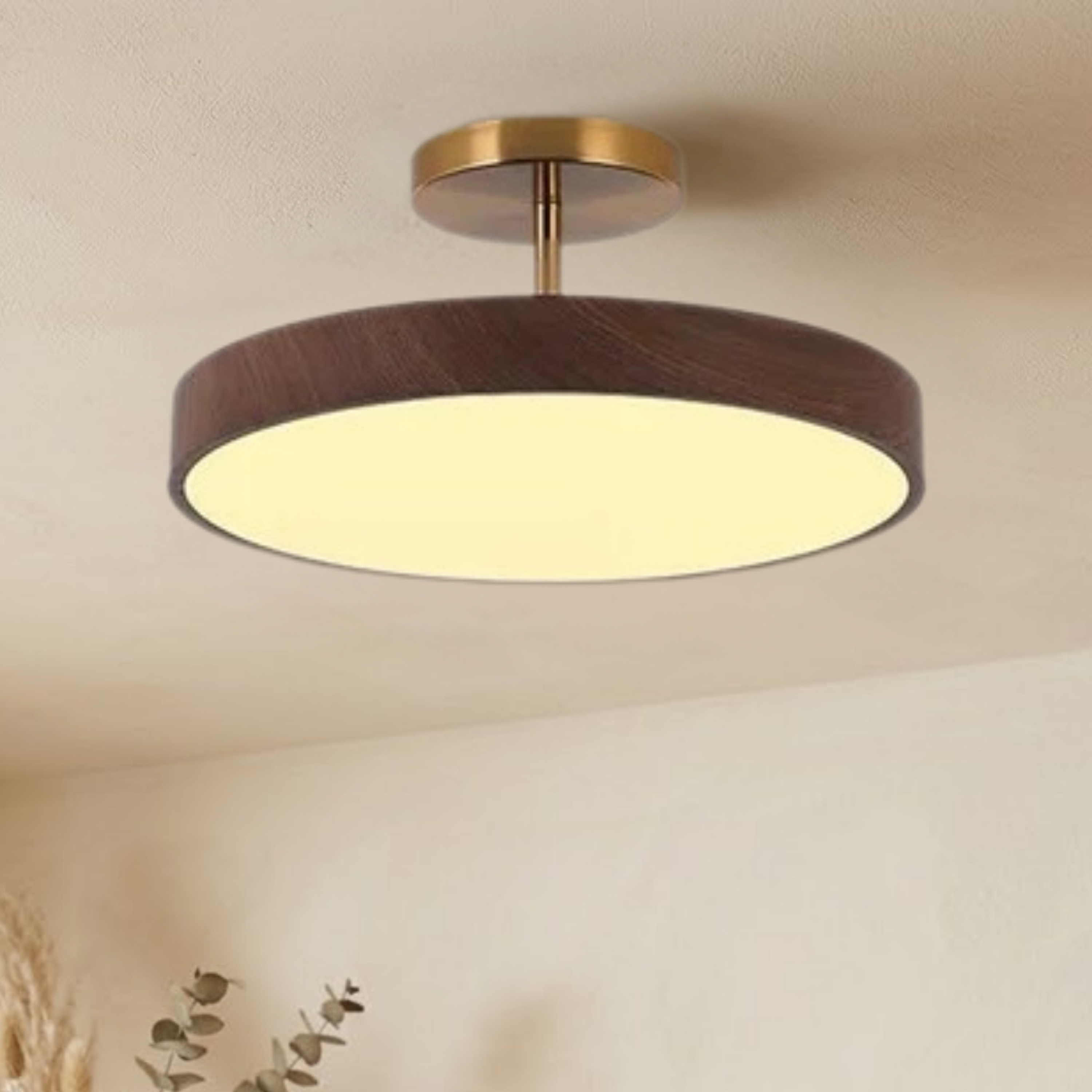 Wood Grain Round LED Ceiling Light