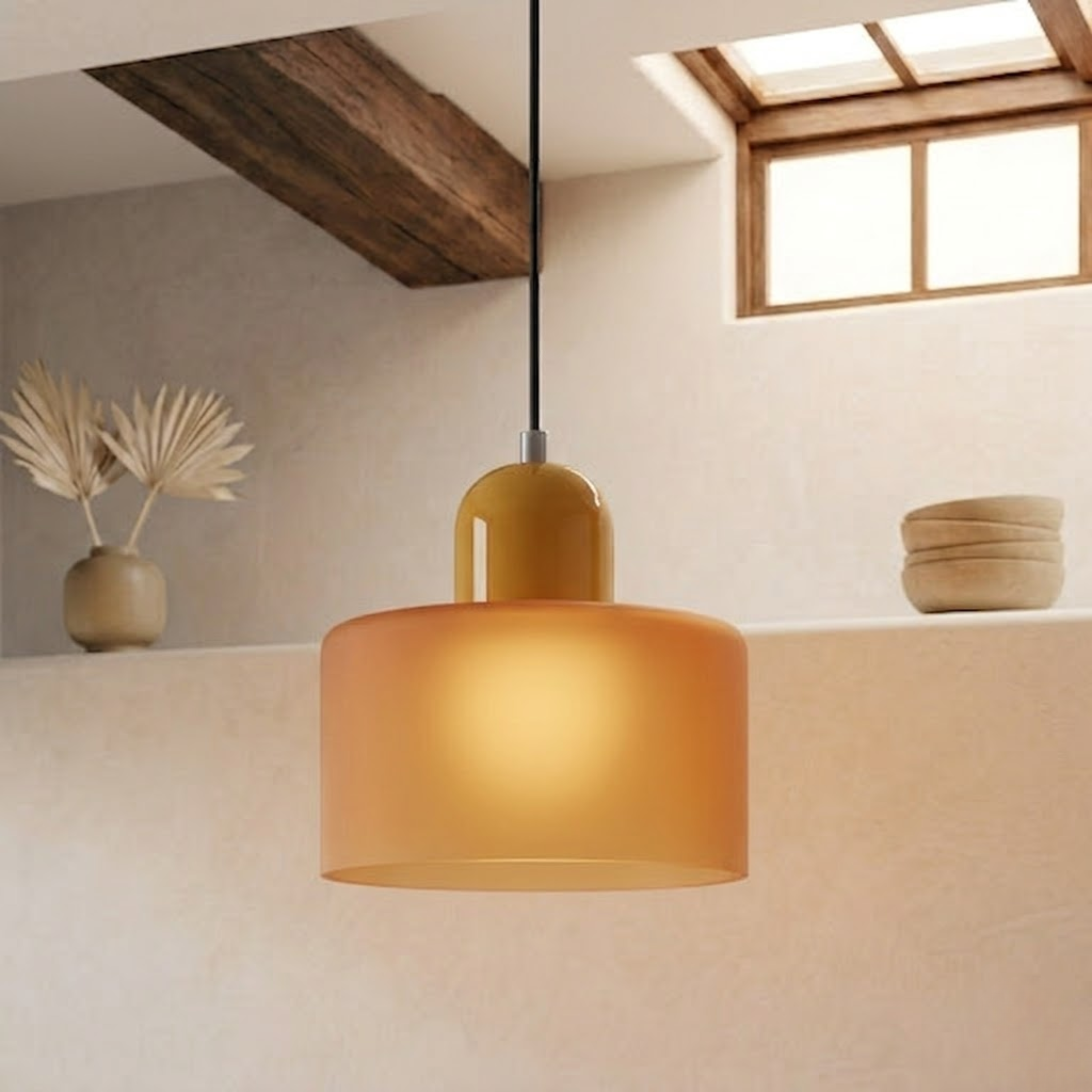 Glass Drum Pendant Light