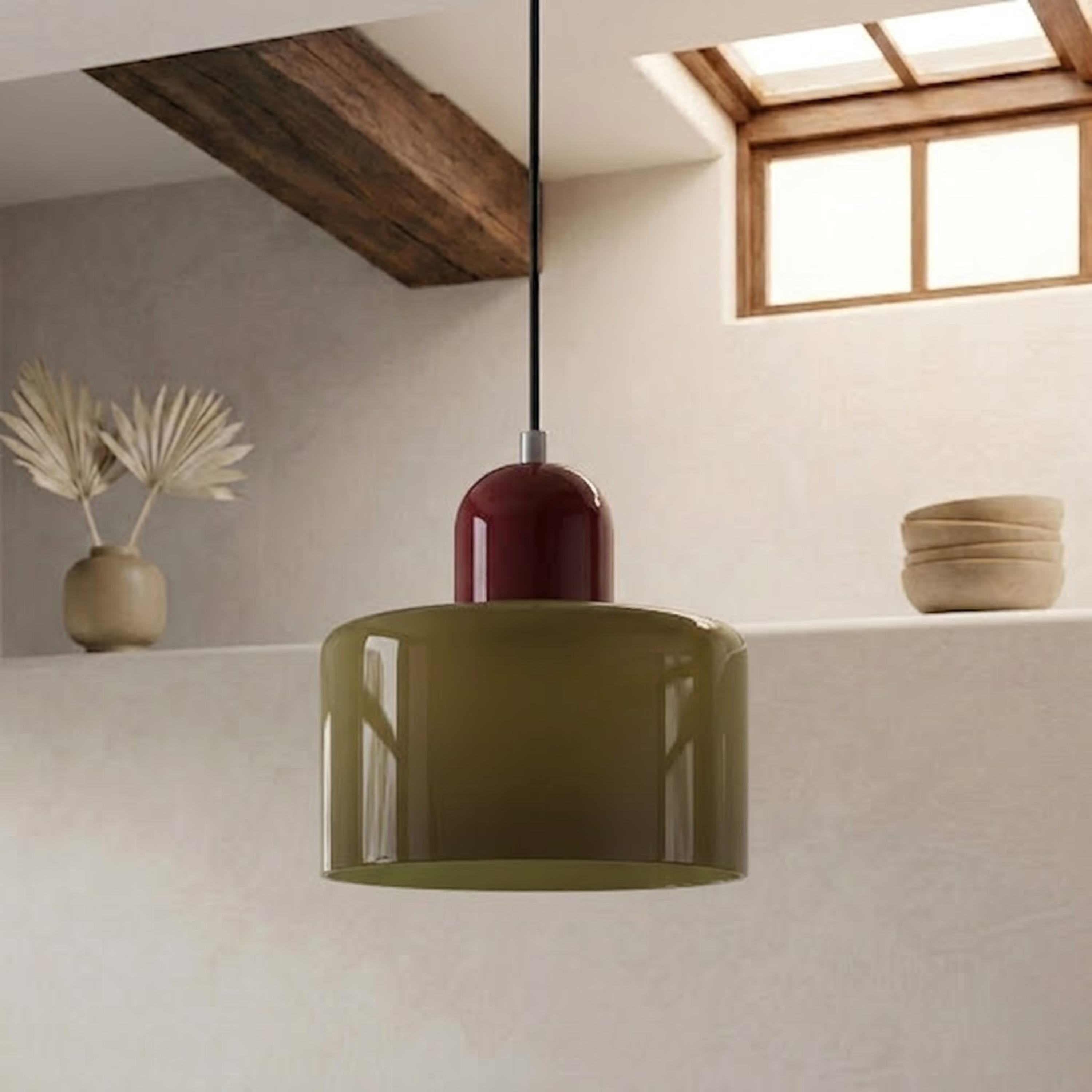 Glass Drum Pendant Light