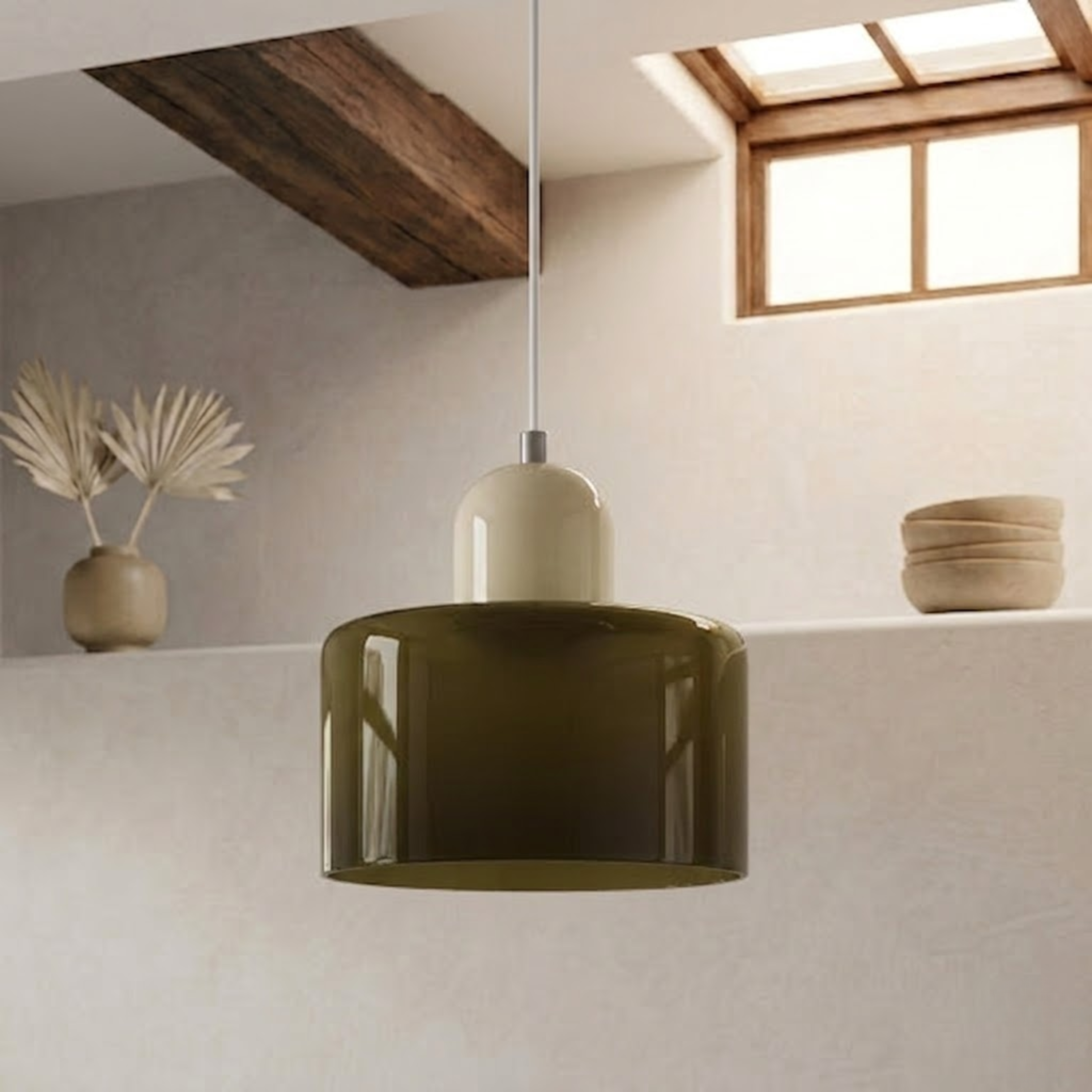 Glass Drum Pendant Light