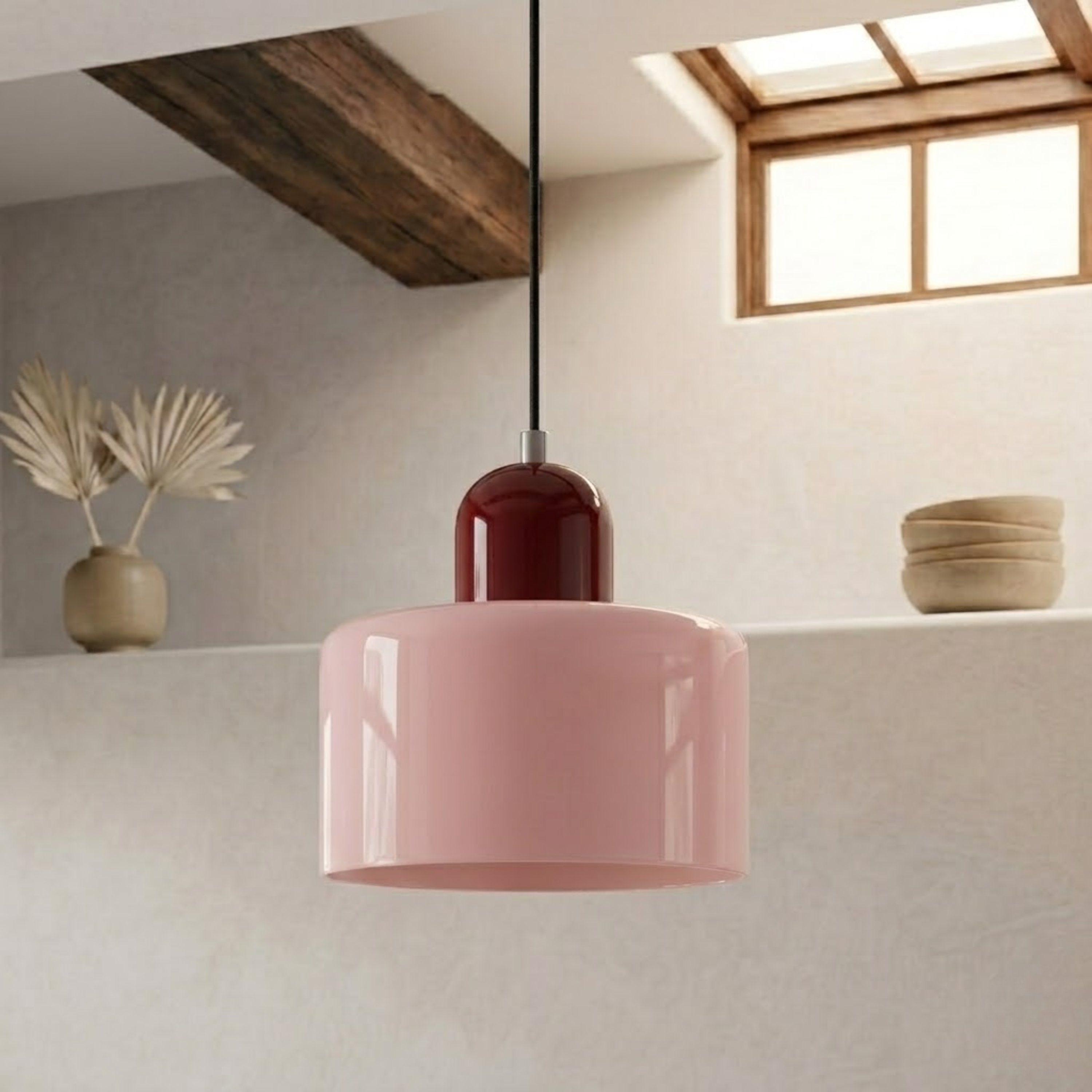 Glass Drum Pendant Light