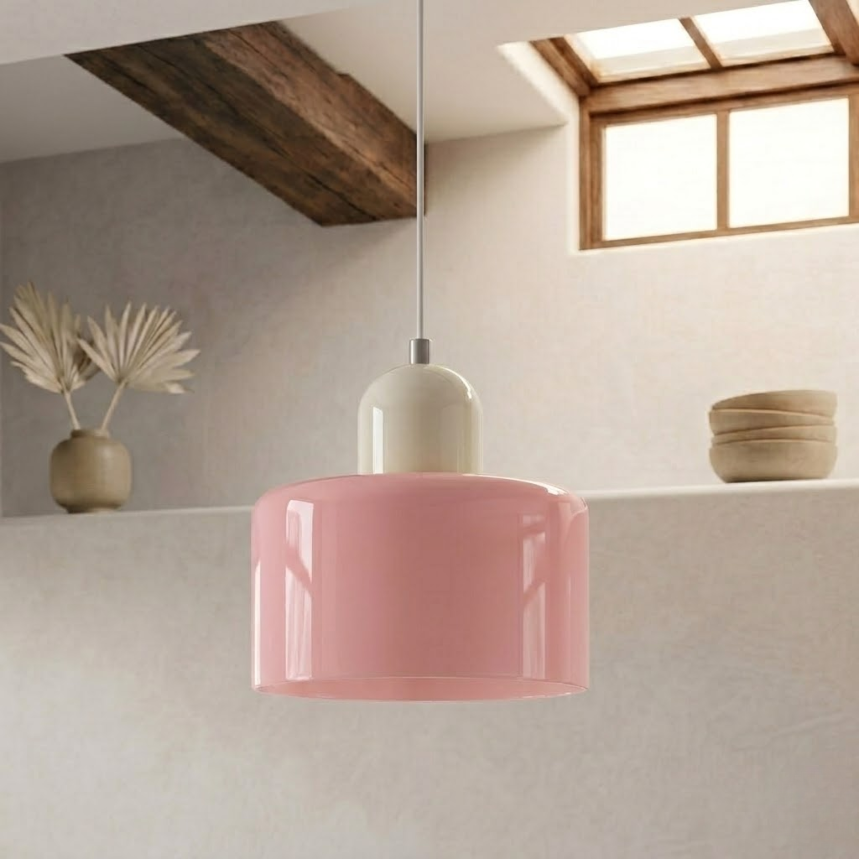 Glass Drum Pendant Light