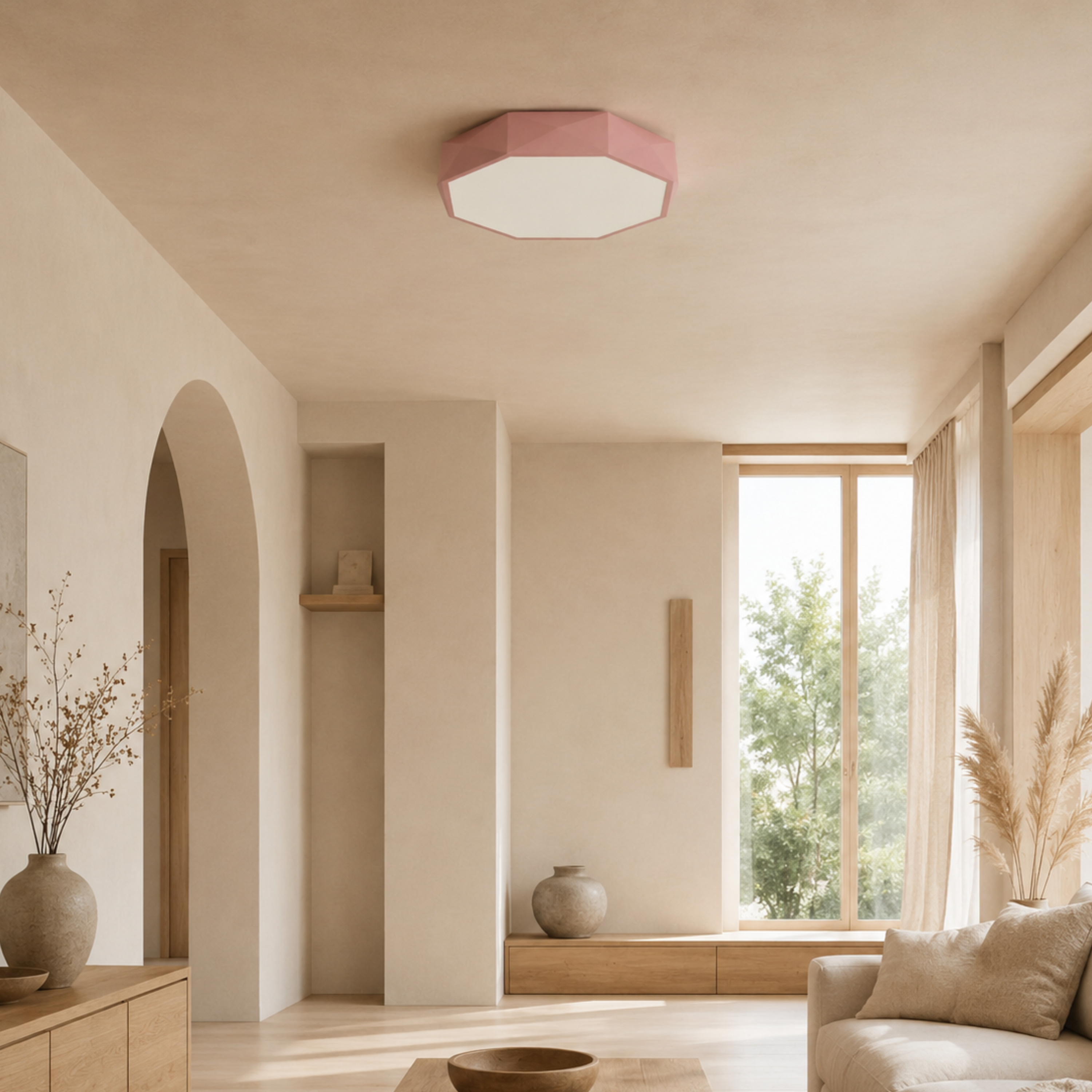 Gray Geometric LED Flush Mount Ceiling Light