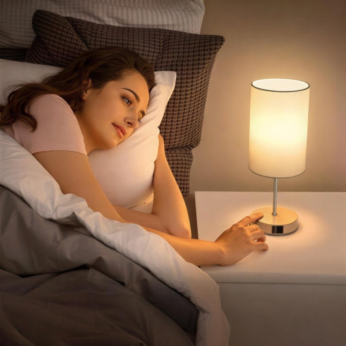 Bedside Table Lamp With Dimmable Lighting And Charging Ports