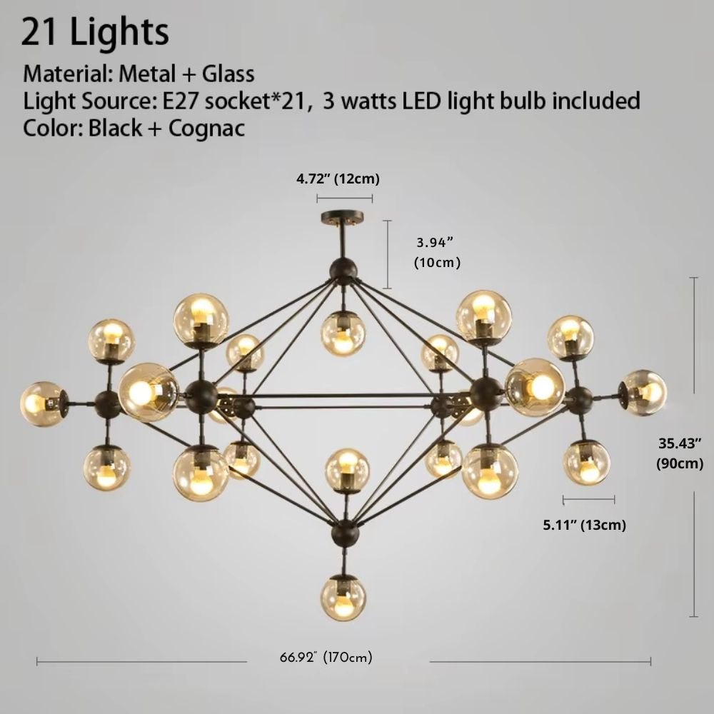 Contemporary Black Chandeliers 15/21 Heads
