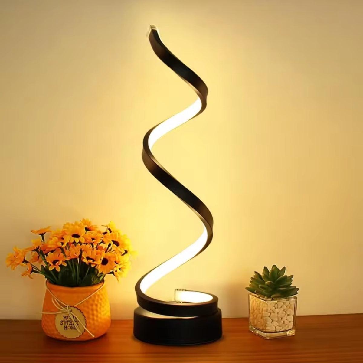 Curly Spiral Modern Table Lamp With USB-Powered Dimmable Lighting