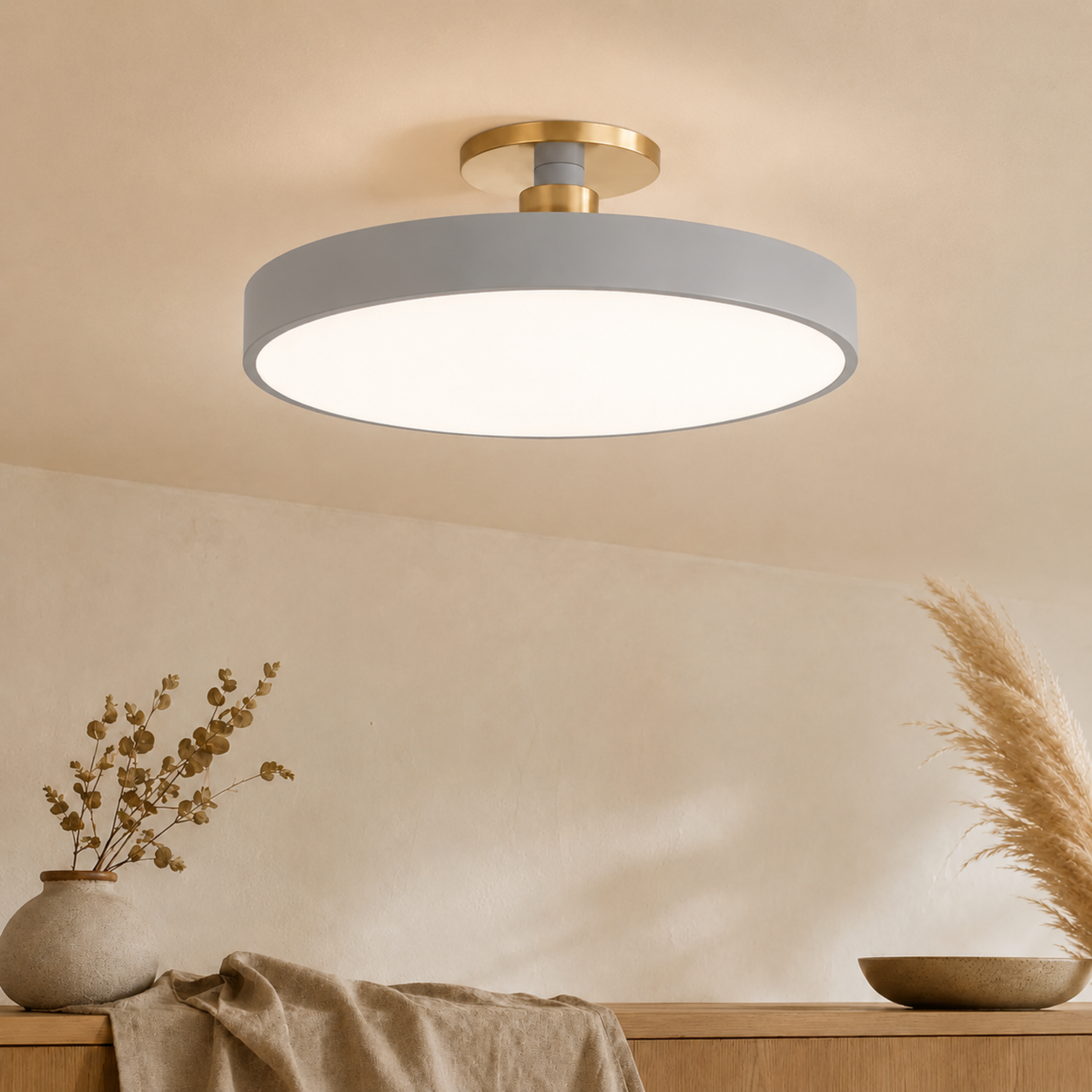 Round Nordic Semi-Flush Ceiling Light