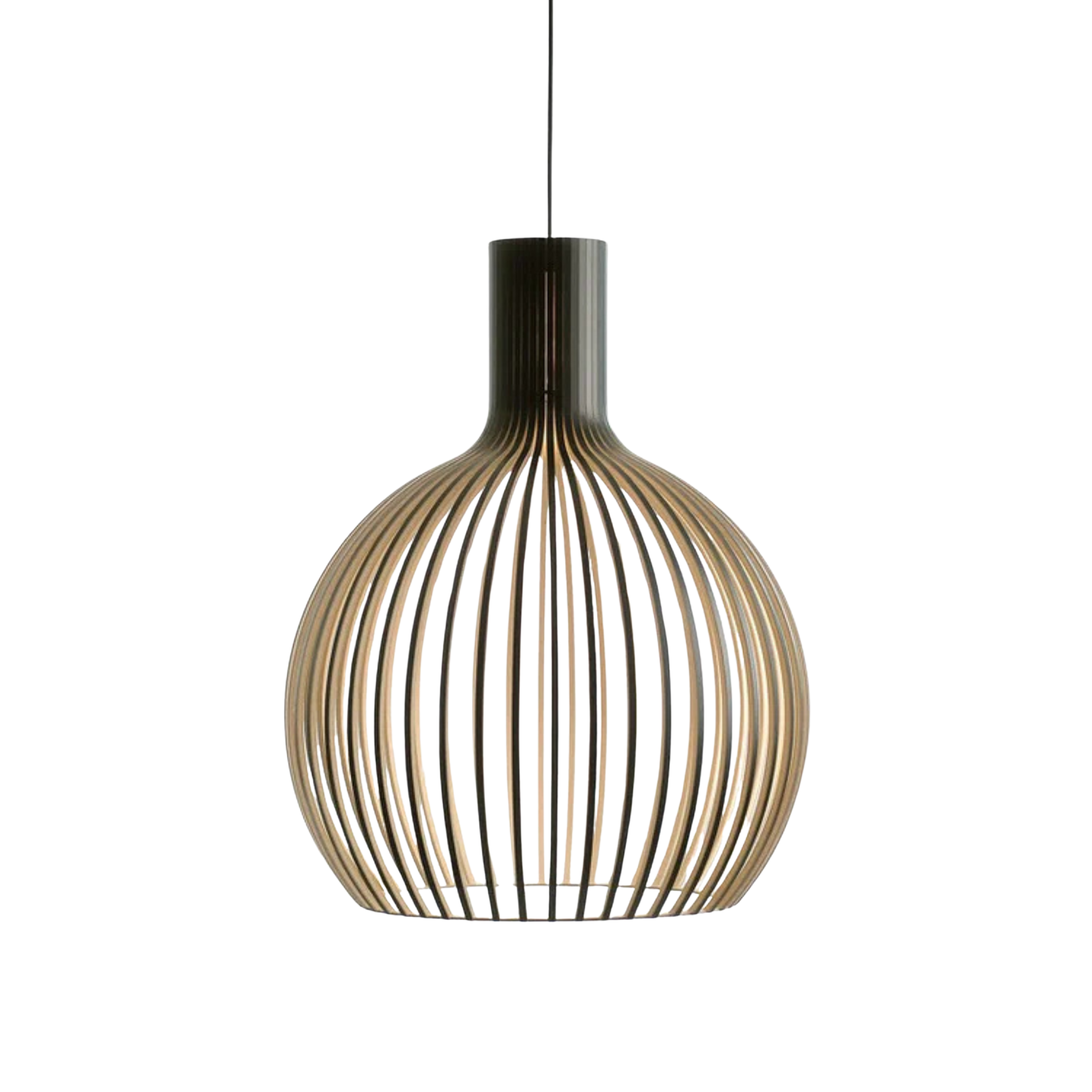 Wood Ribbed E27 Pendant Ceiling Light