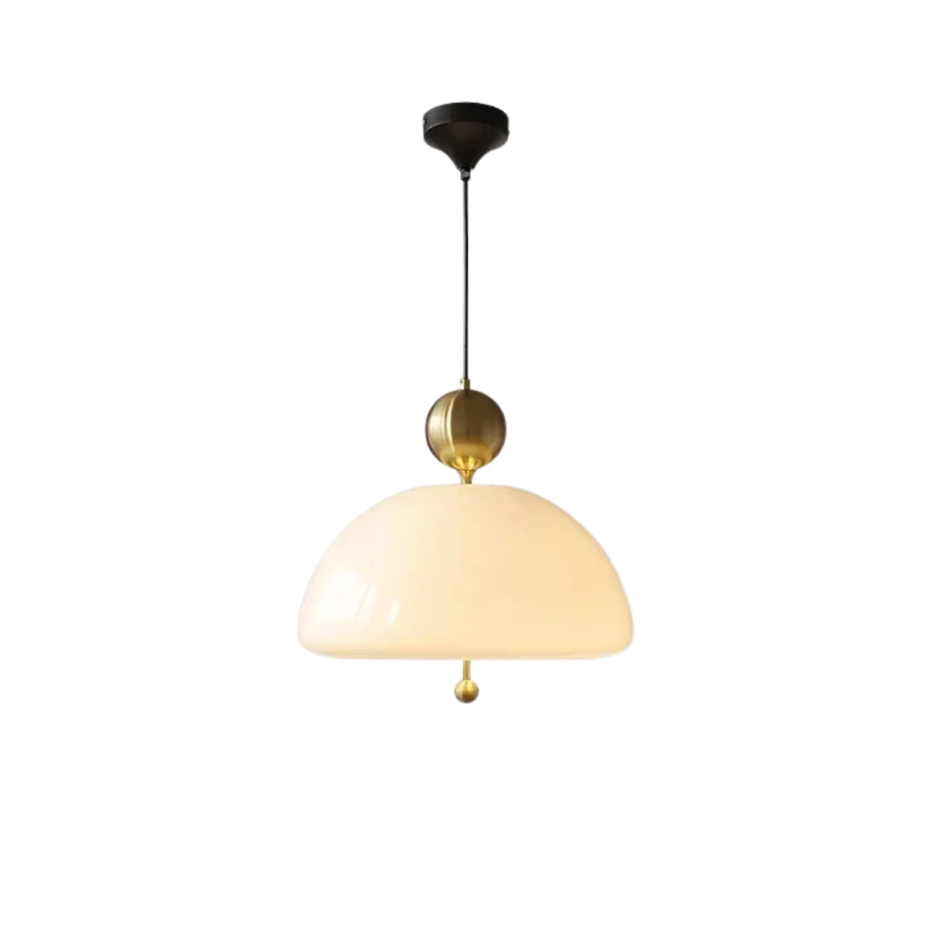 Chrome Beige Glass Dome Pendant Ceiling Light