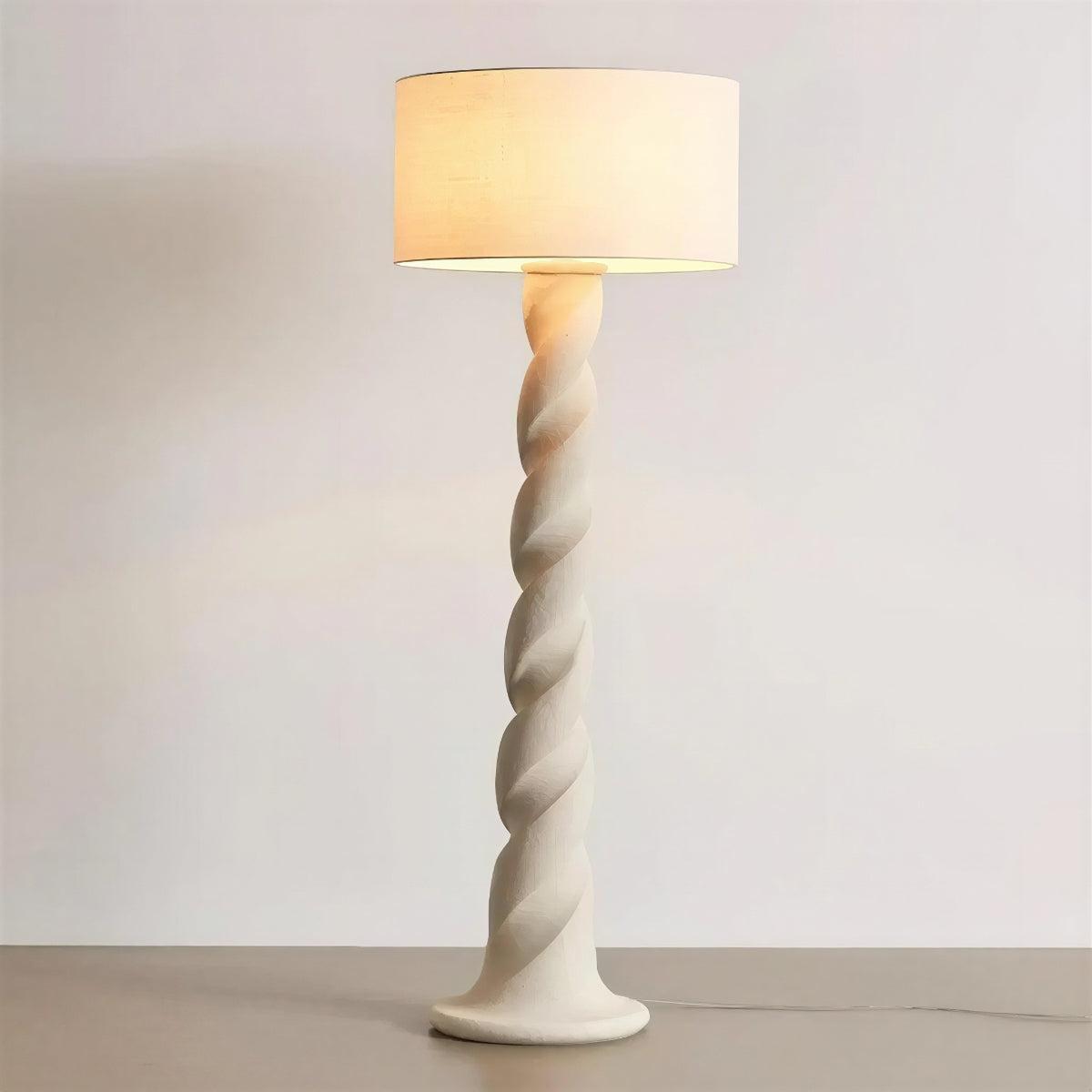 Floor Lamp With Swirl Twist Base and Drum Shade