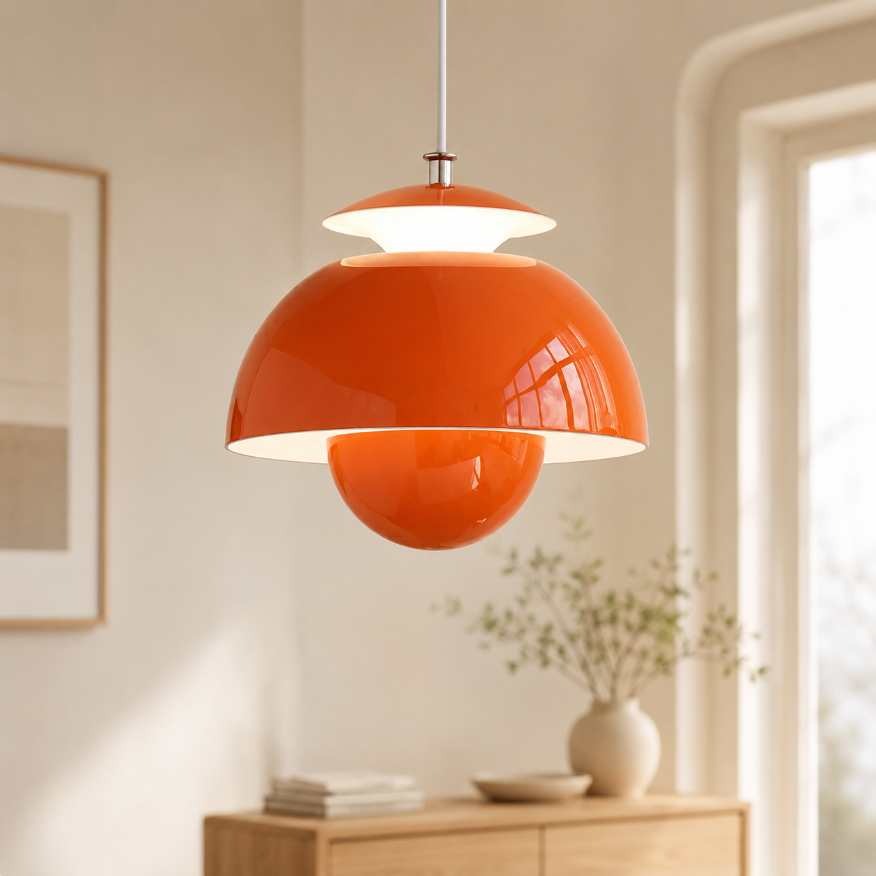 Green Dome Pendant Ceiling Light Orange