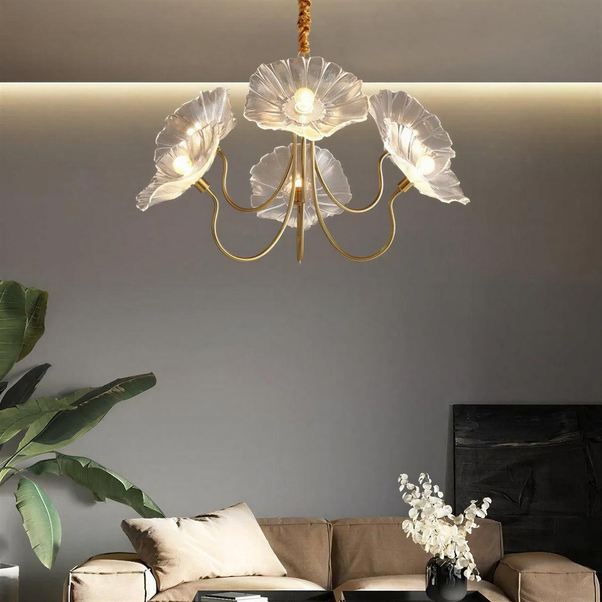 Lotus Leaf Glass Ceiling Light With Modern Shades