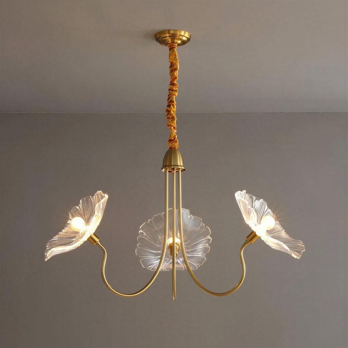 Lotus Leaf Glass Ceiling Light With Modern Shades