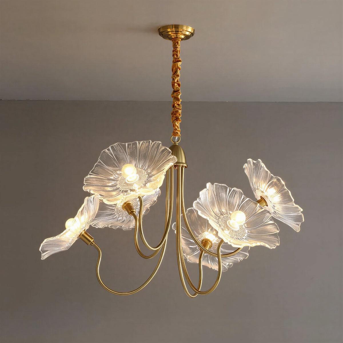 Lotus Leaf Glass Ceiling Light With Modern Shades