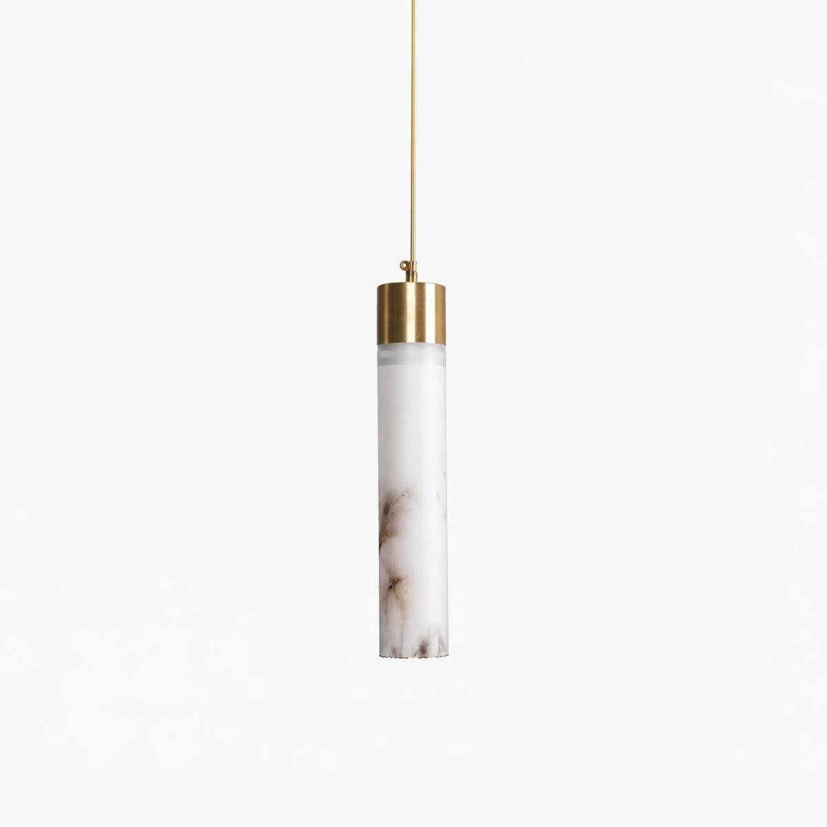 Modern Alabaster Hanging Pendant Light With Brass Base