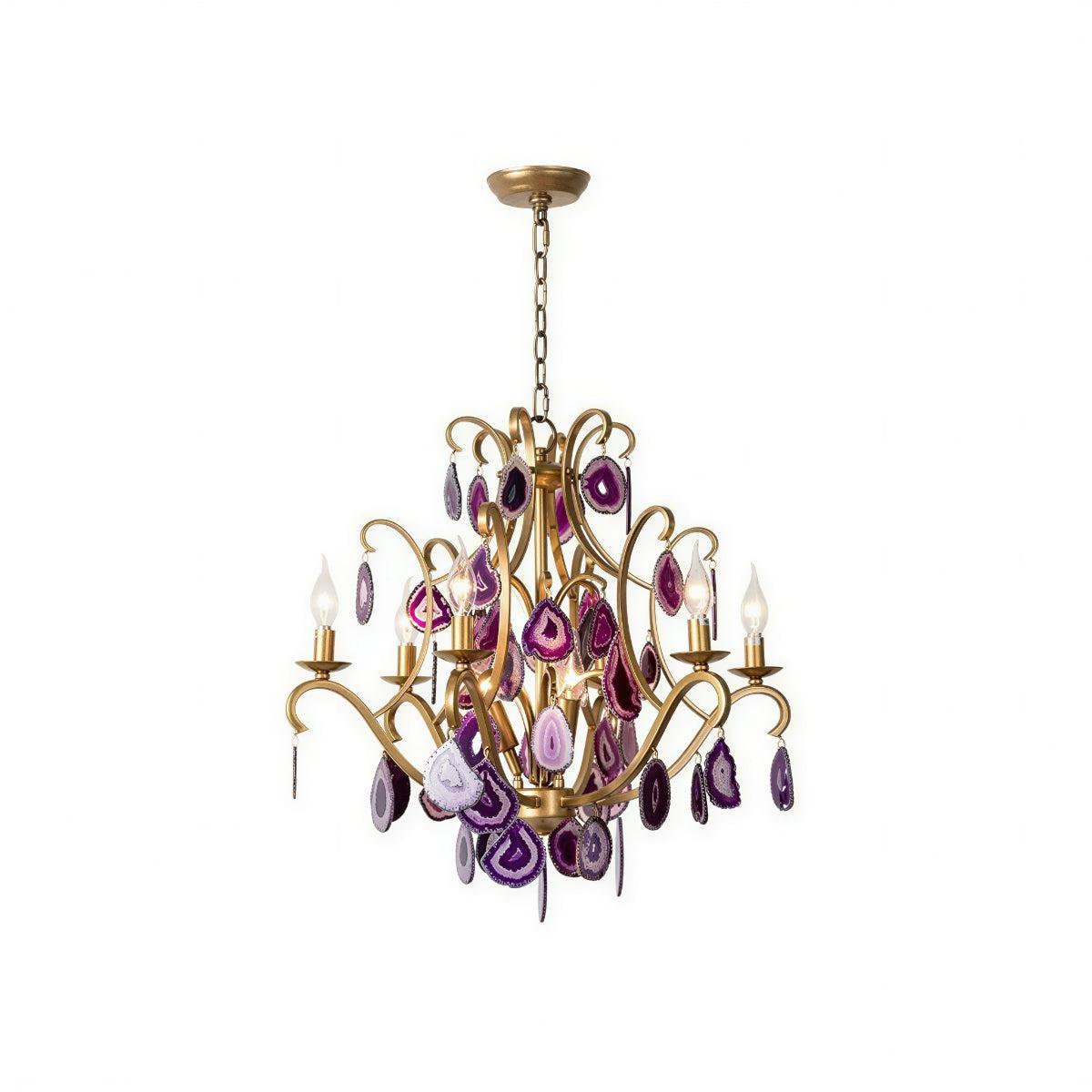 Modern Crystal Chandelier Light With Agate Design