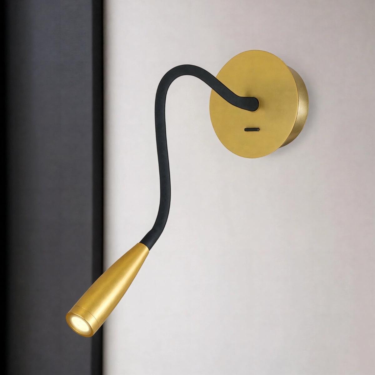 Modern Wall Sconce Lighting Fixture With Flexible Gooseneck For Reading