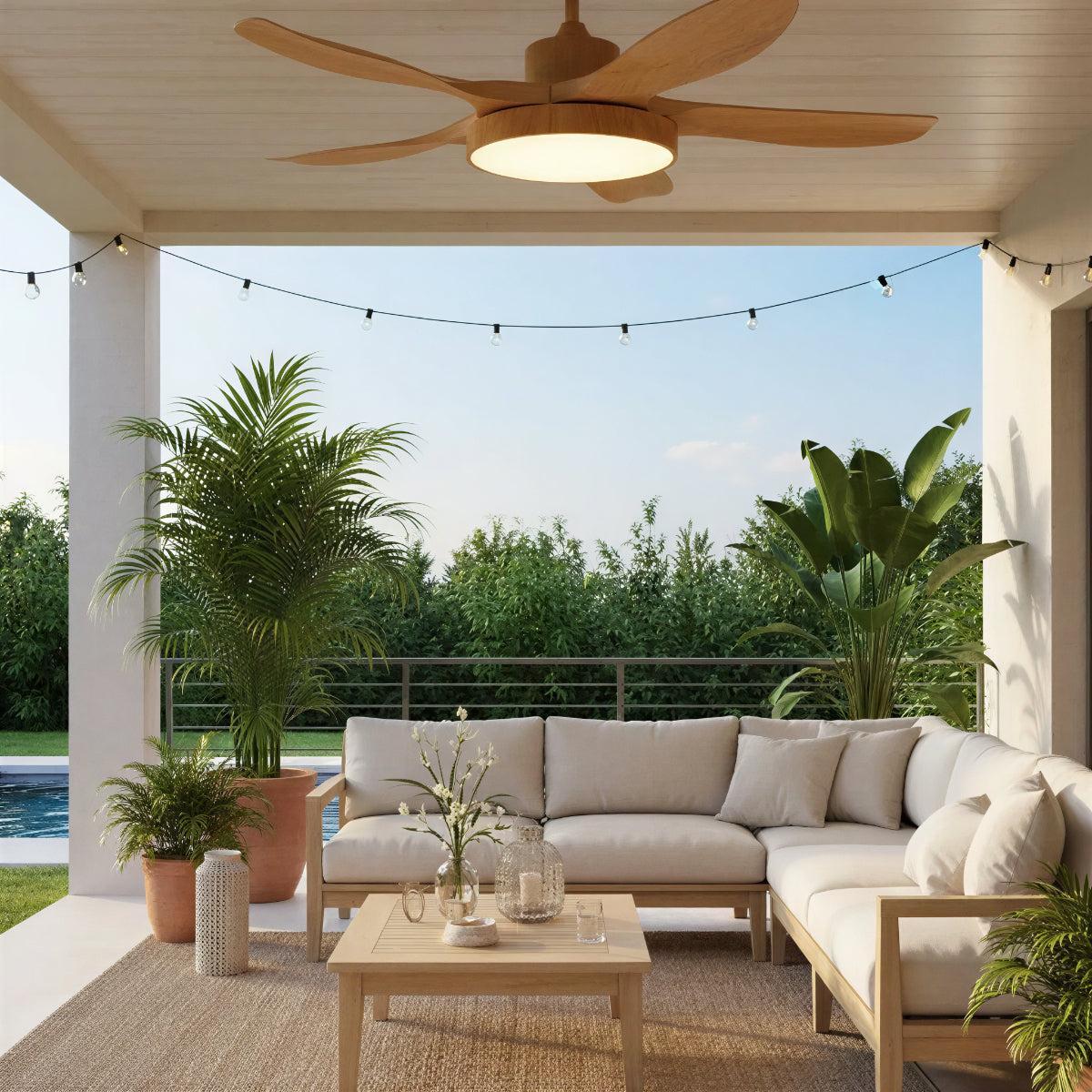 Modern Wooden Ceiling Fan With Light and Remote Control