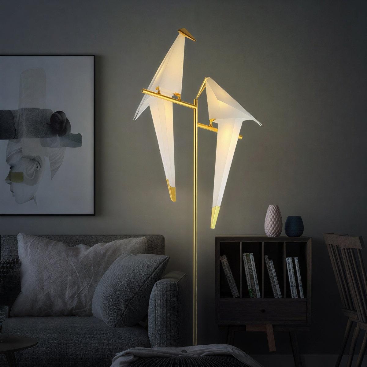 Origami Magnetic Bird Sculpture Table Lamp and Floor Lamp