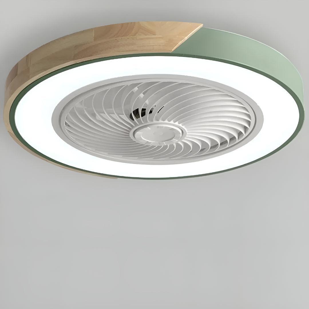 Wood Trim Flush Mount Ceiling Fan Light