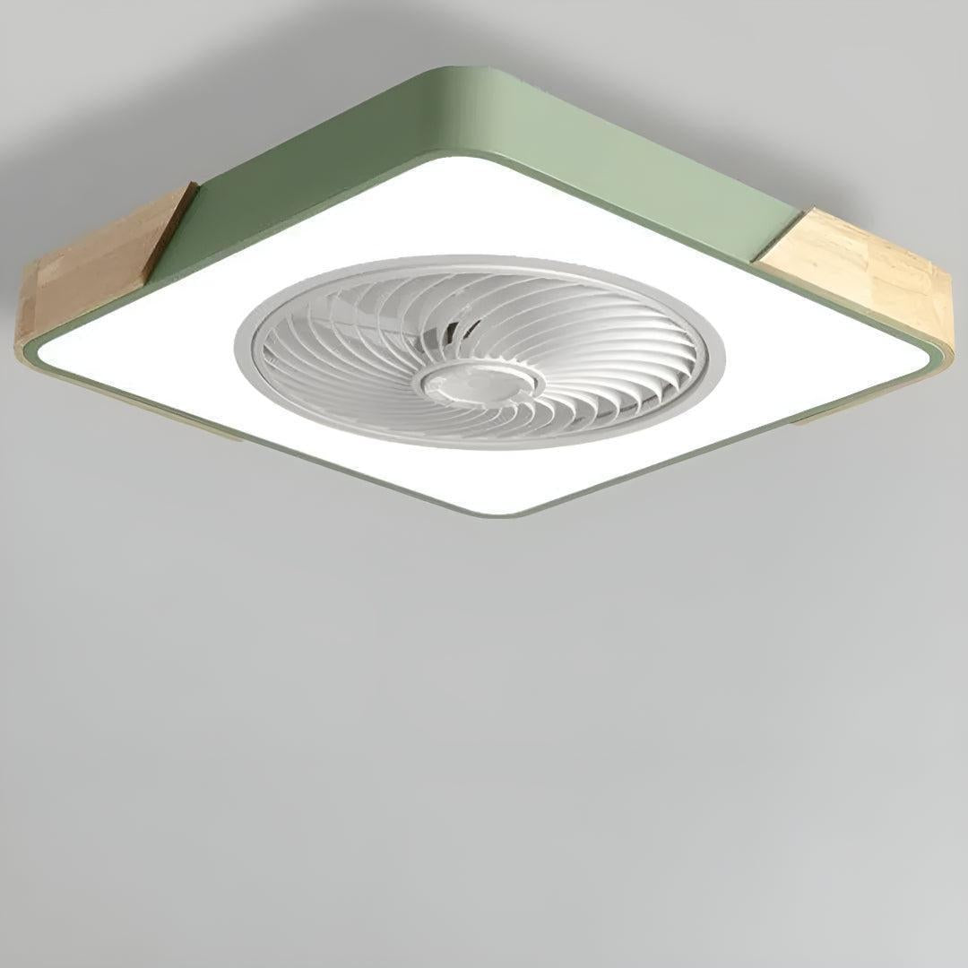 Wood Trim Flush Mount Ceiling Fan Light