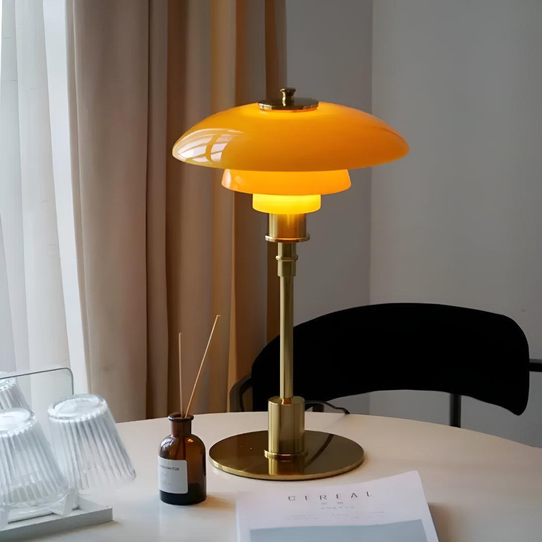 Amber Glass Mushroom Table Lamp