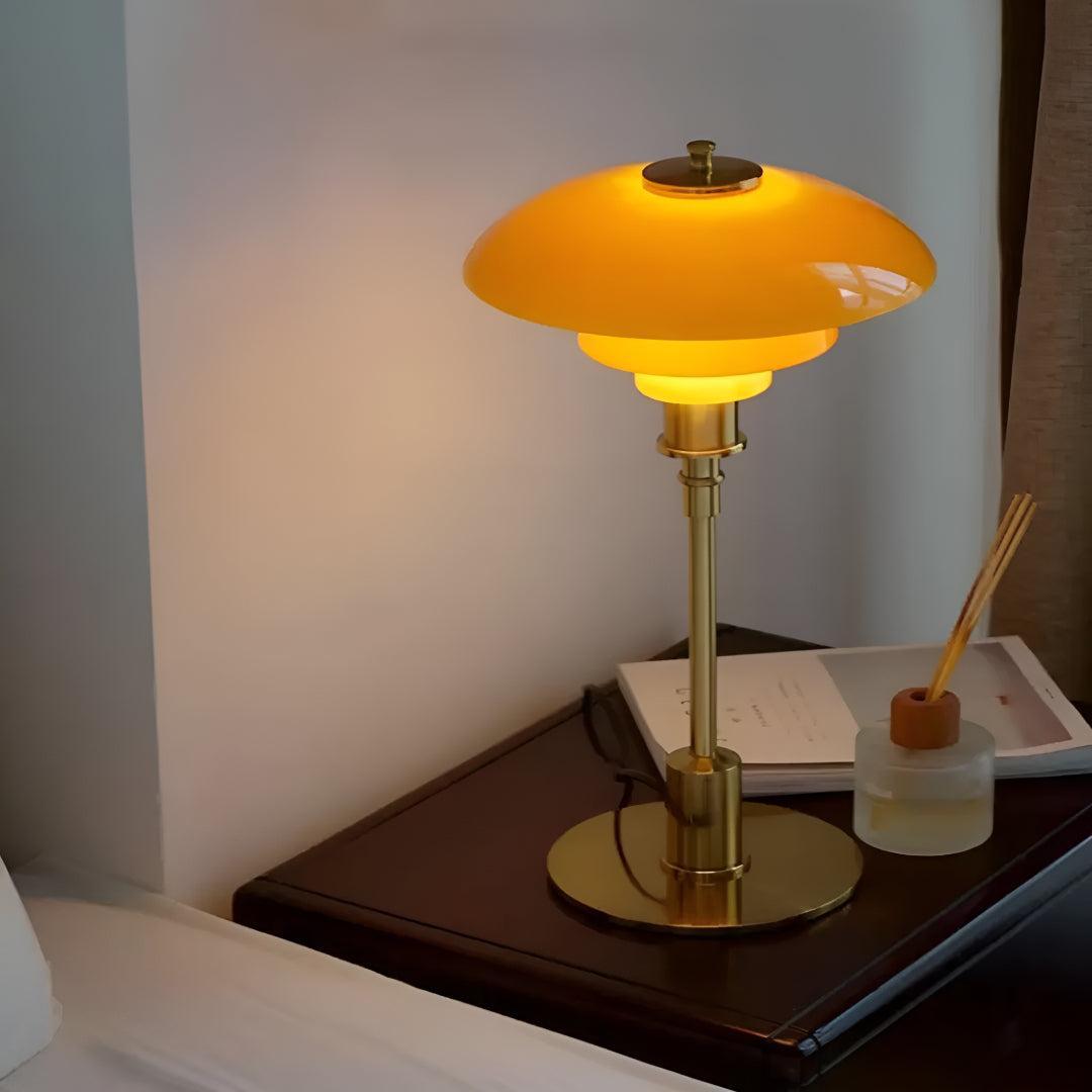 Amber Glass Mushroom Table Lamp