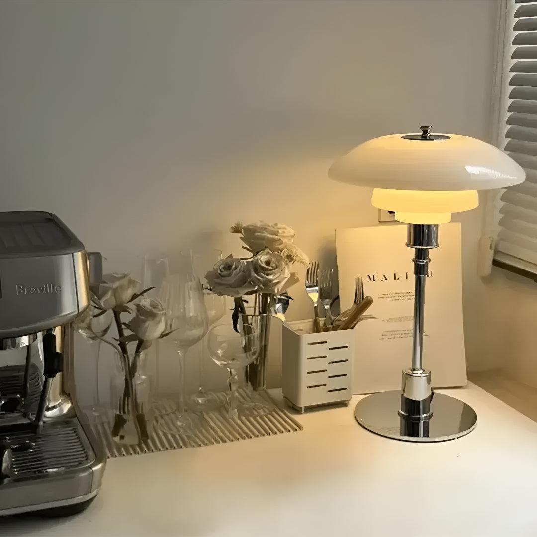 Amber Glass Mushroom Table Lamp