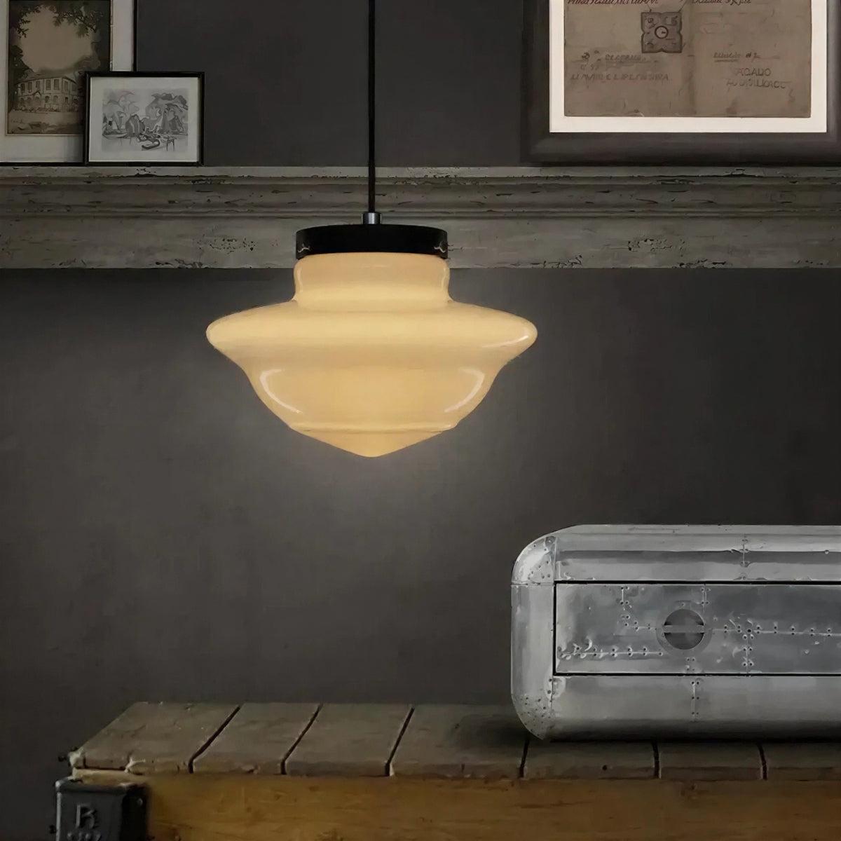 Stylish Ceiling Pendant Light With Geometric Frosted Shade