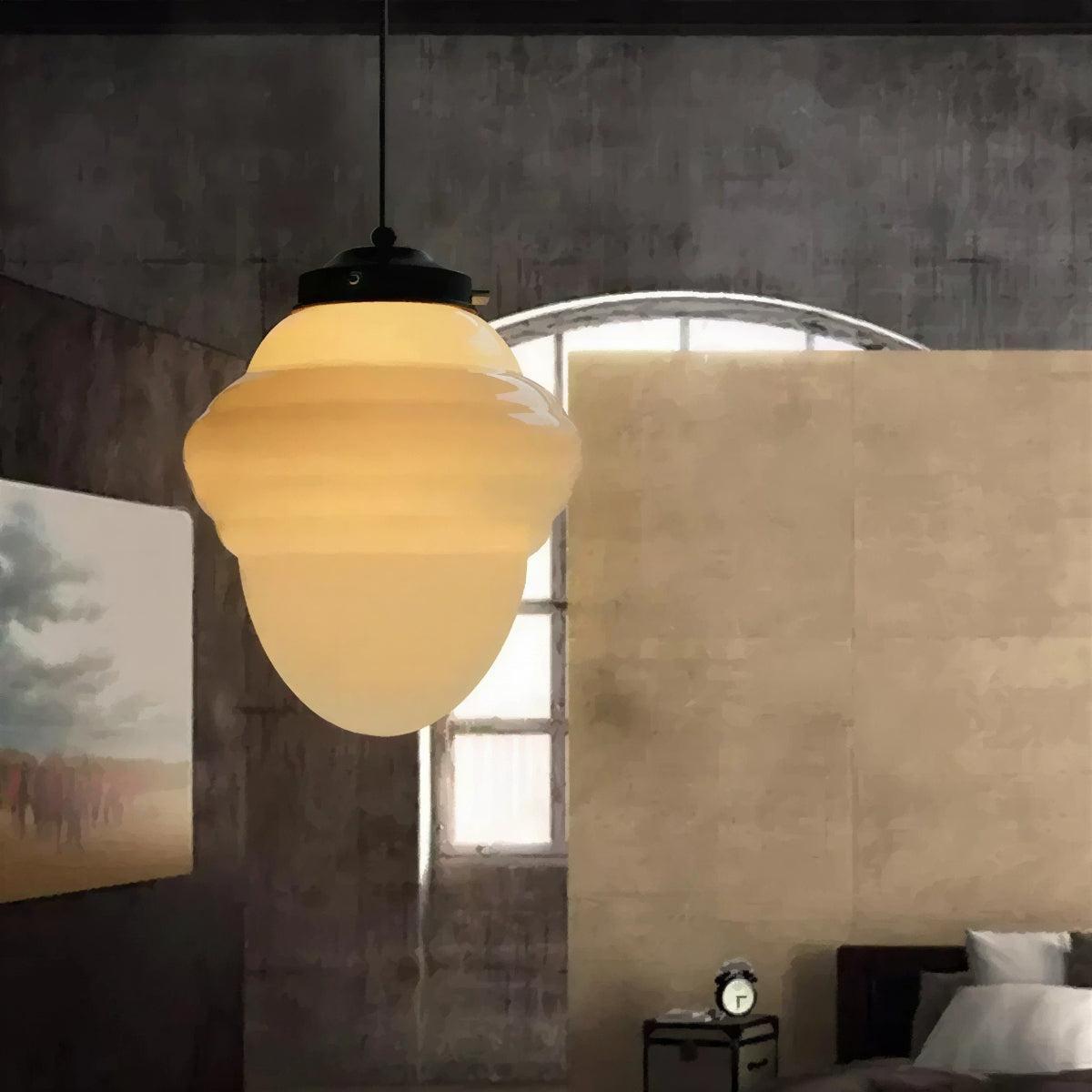 Stylish Ceiling Pendant Light With Geometric Frosted Shade