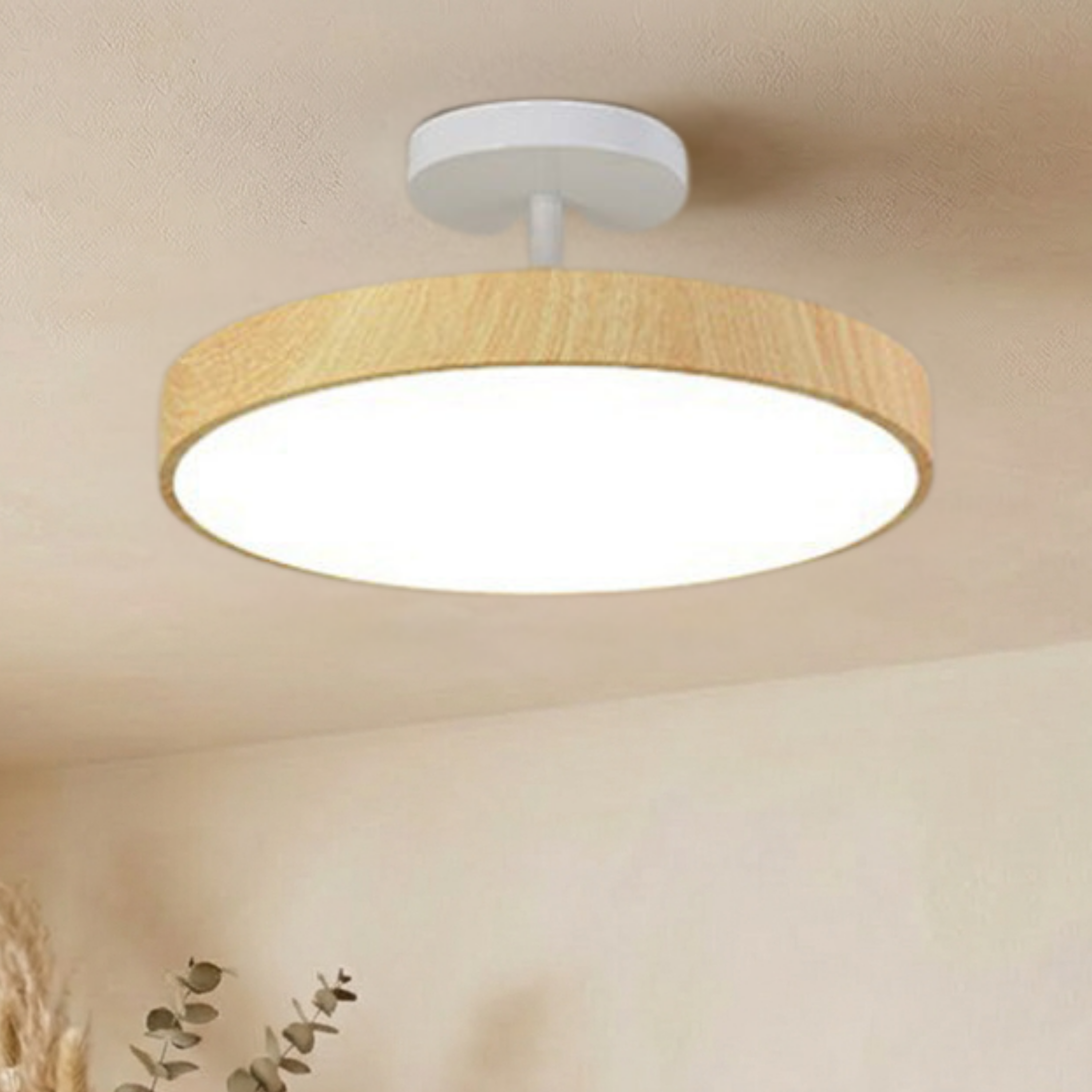 Wood Grain Round LED Ceiling Light