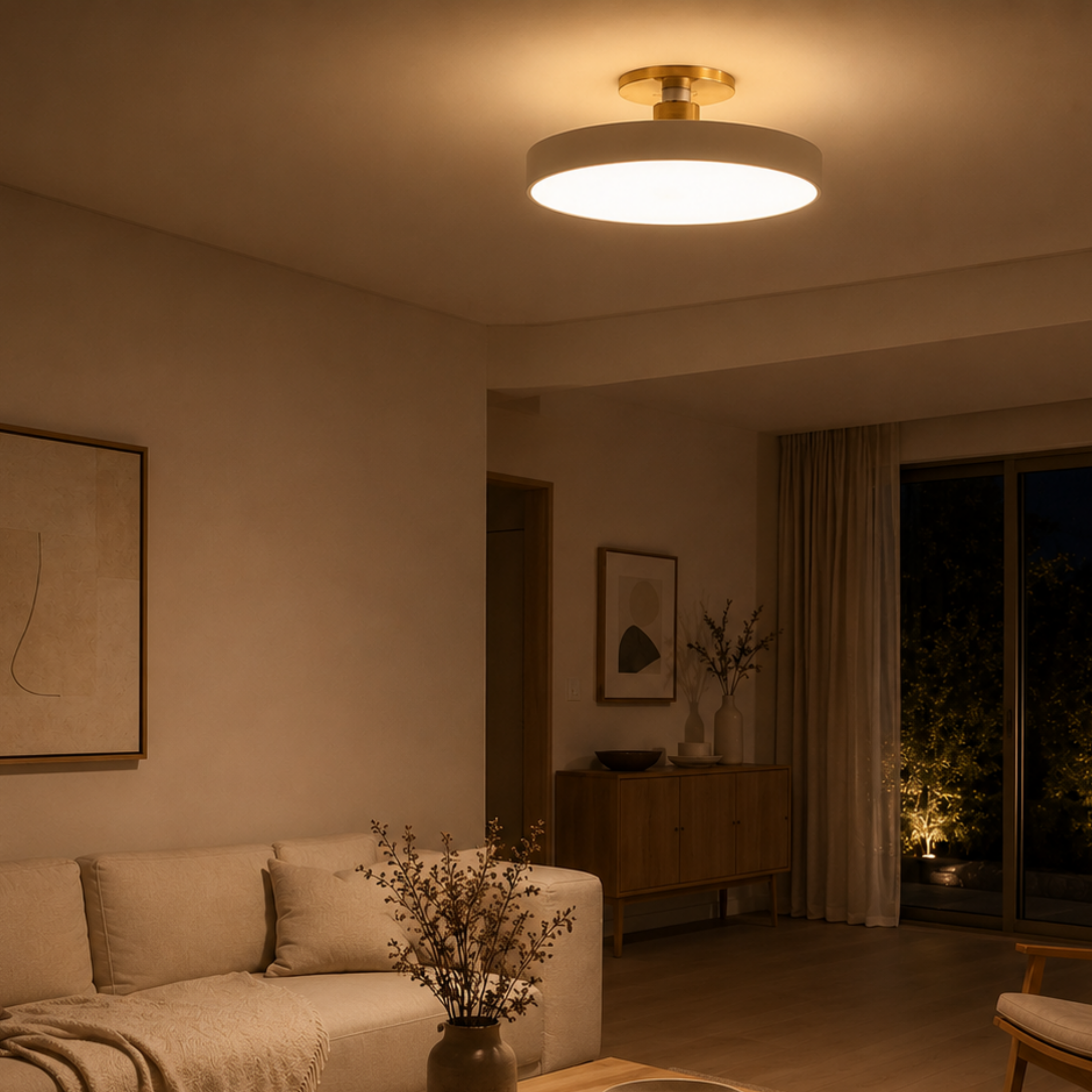 Round Nordic Semi-Flush Ceiling Light