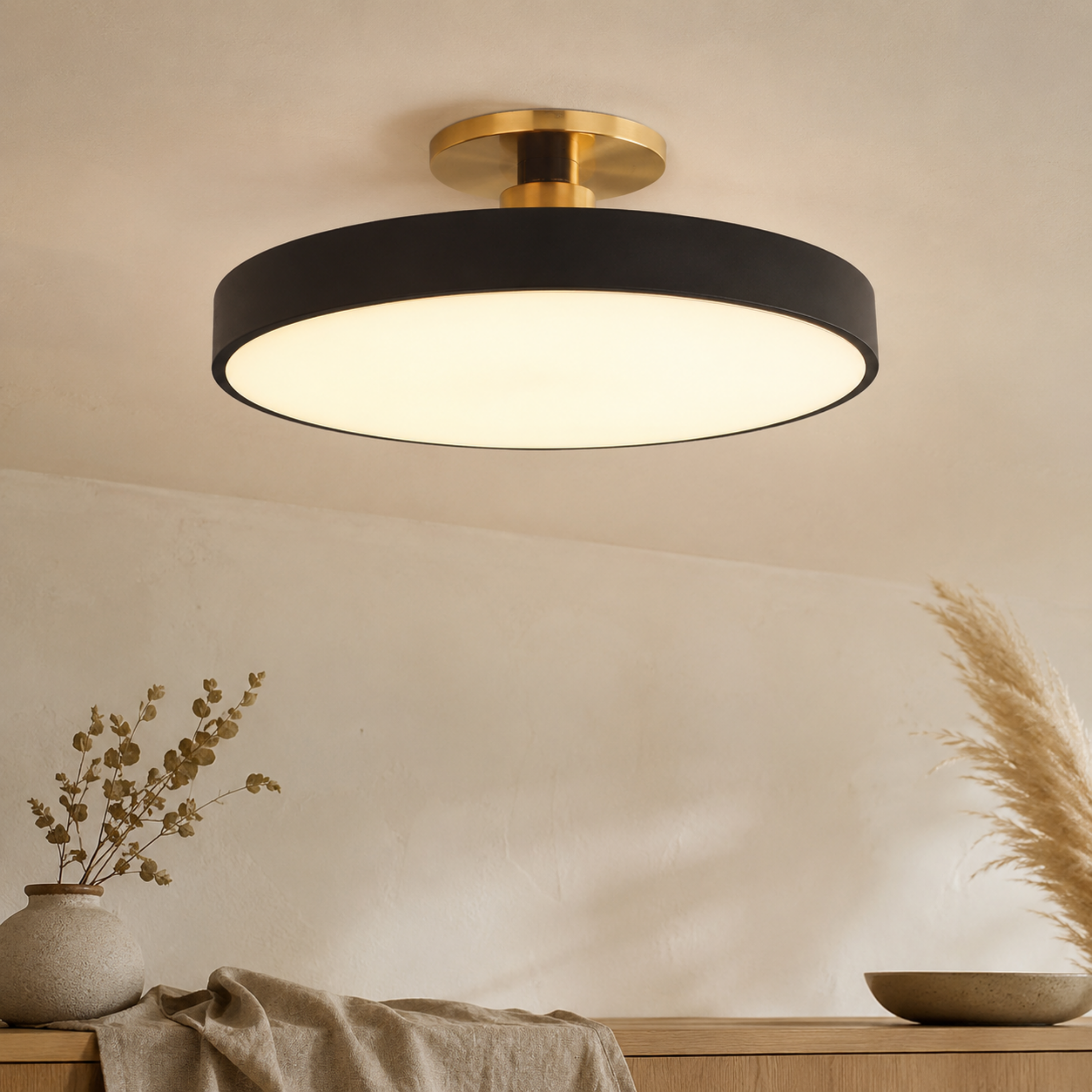 Round Nordic Semi-Flush Ceiling Light