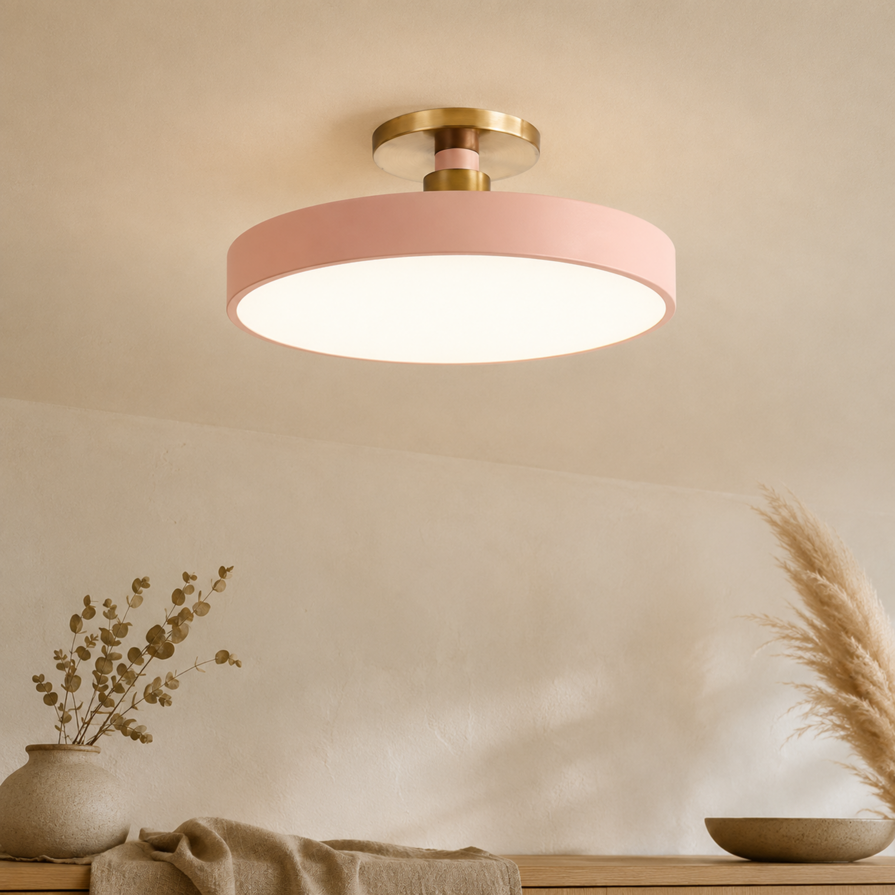 Round Nordic Semi-Flush Ceiling Light
