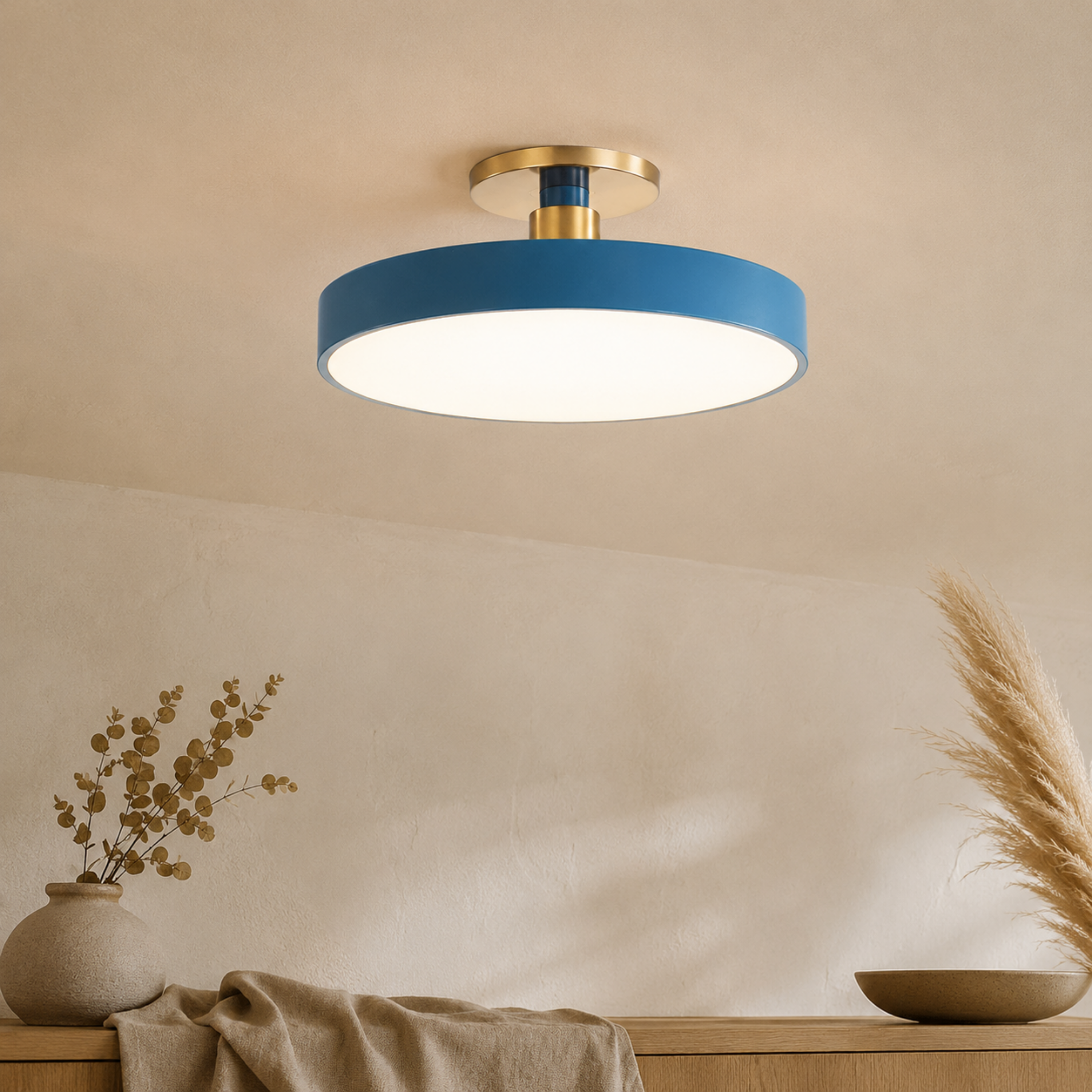 Round Nordic Semi-Flush Ceiling Light