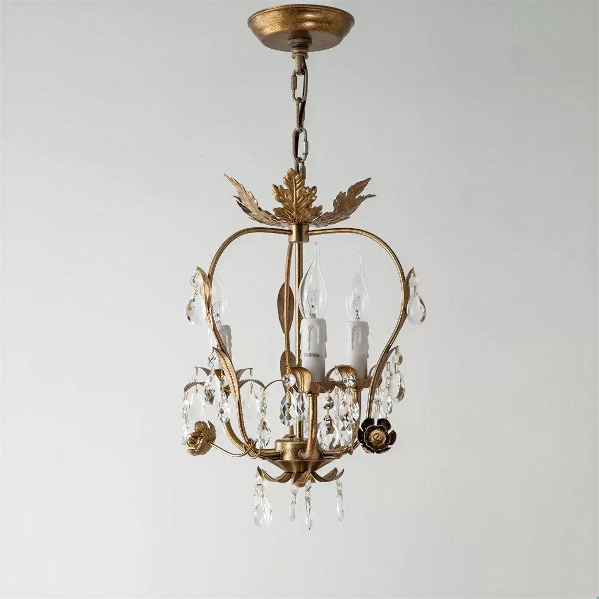 Vintage Mini Crystal Chandelier with Candles