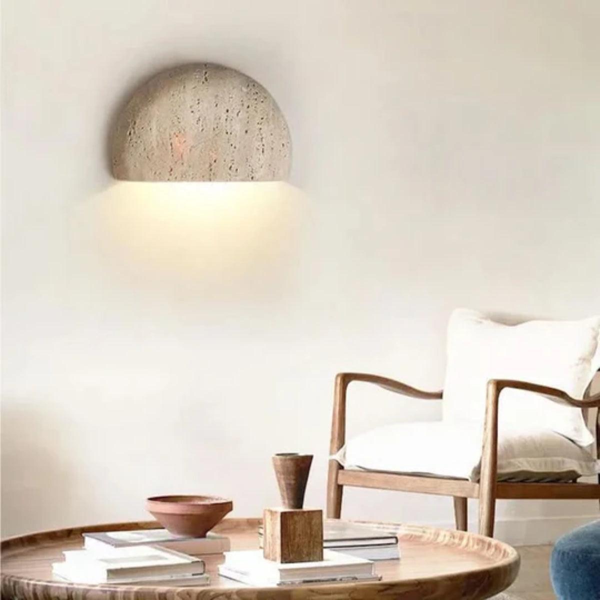 Wall Mounted Retro Wabi Sabi Sconce Light With Half Moon Design