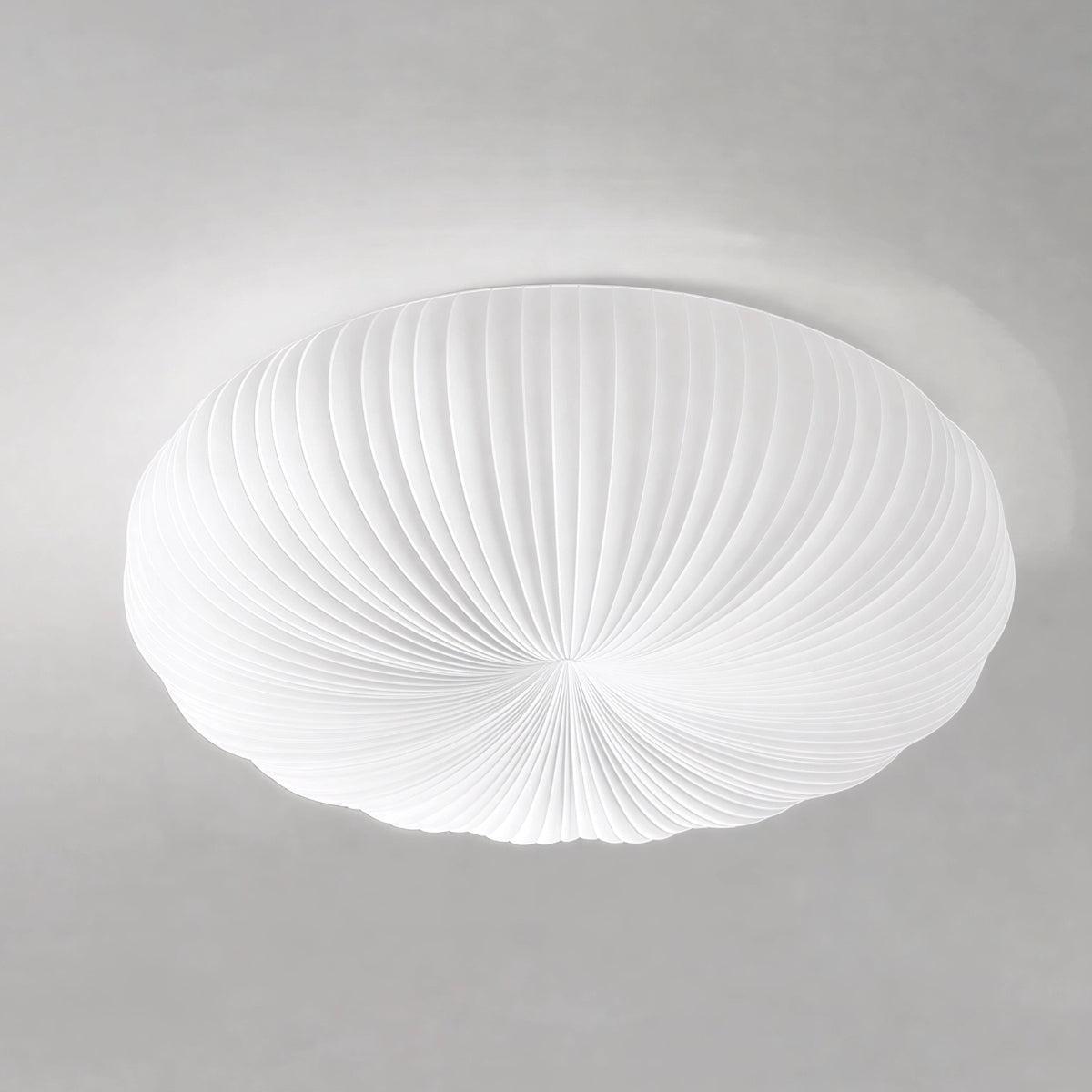 White Radial Pleated Donut Ceiling Light With Dimmable Remote Control