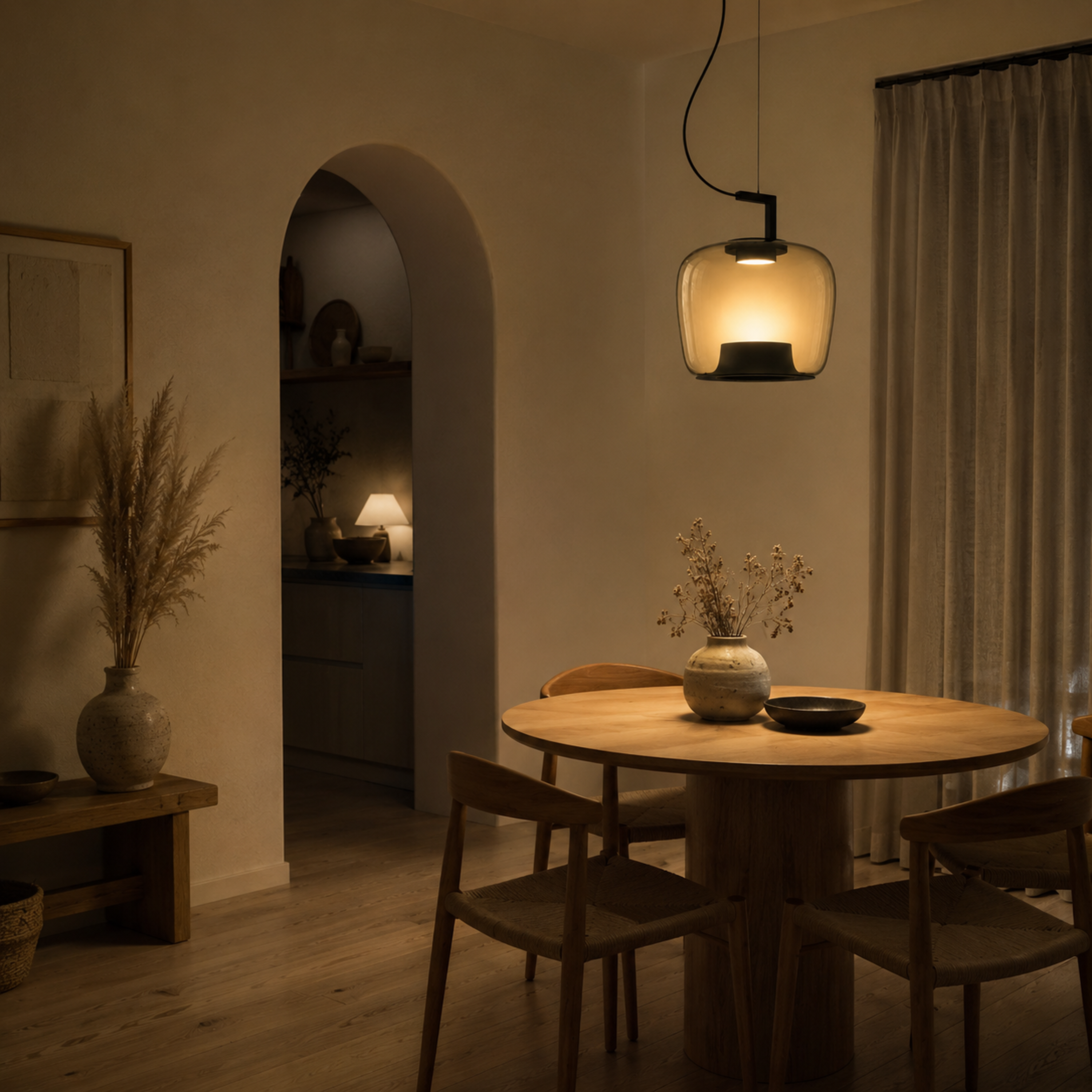 Amber Tinted Glass Lantern Pendant Light