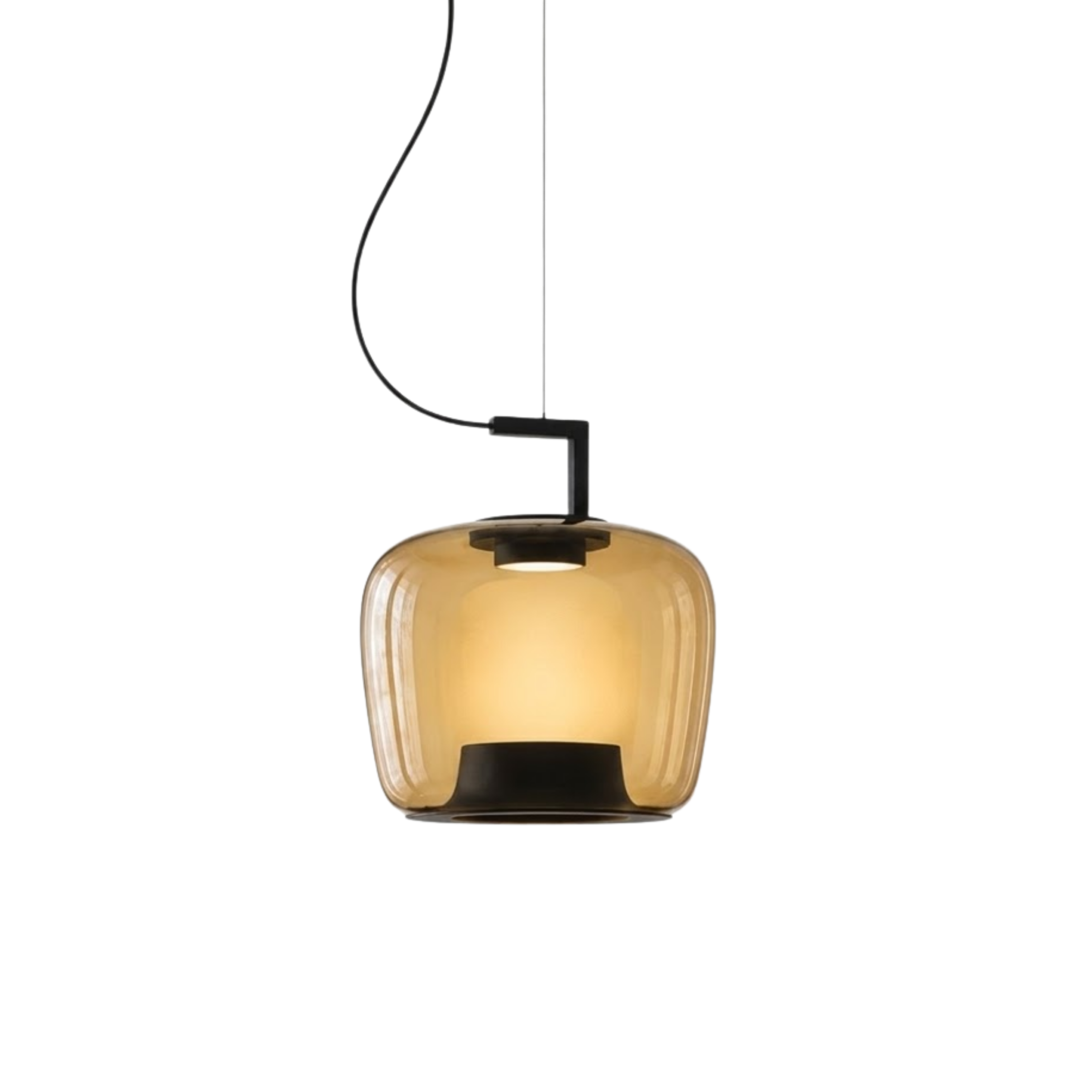 Amber Tinted Glass Lantern Pendant Light