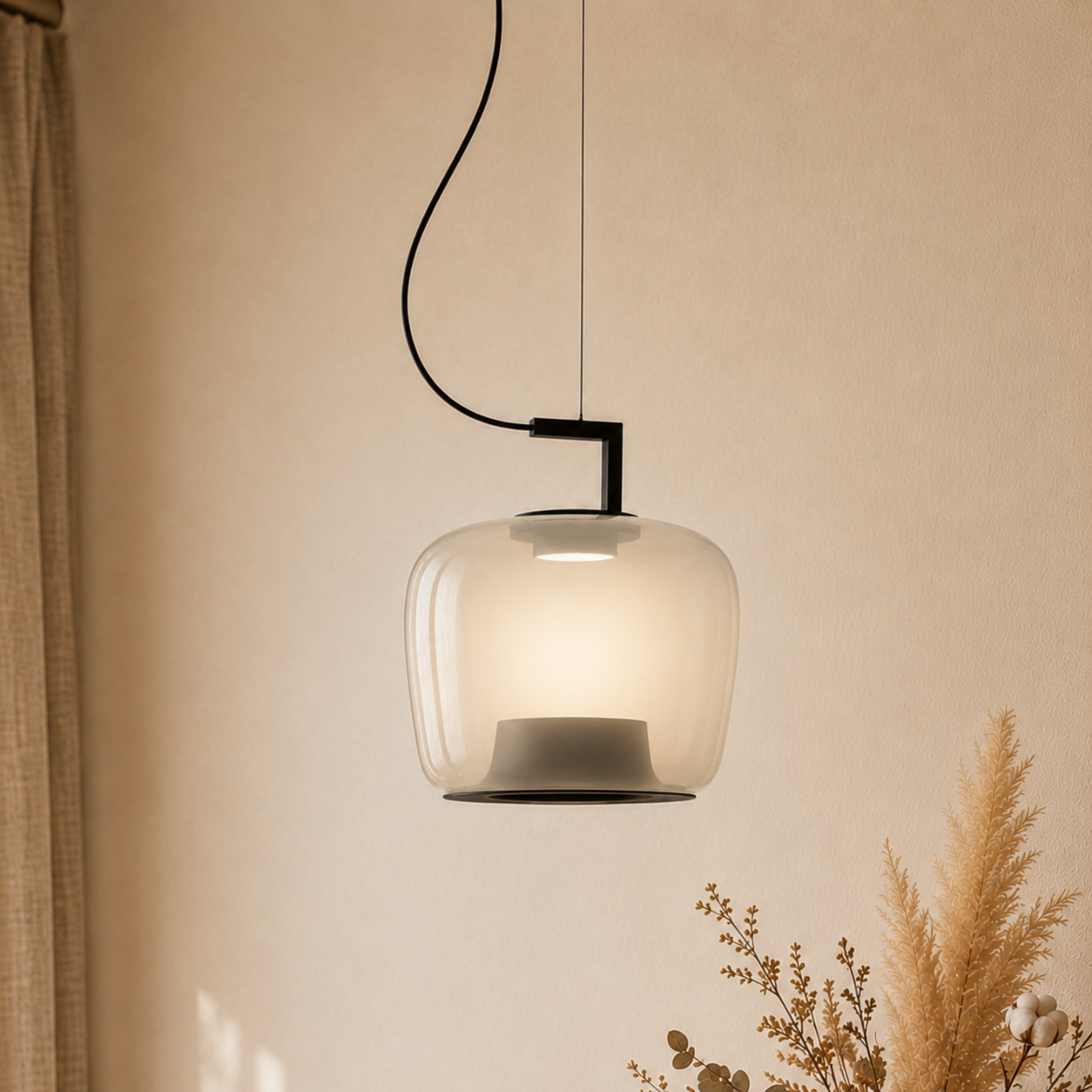 Amber Tinted Glass Lantern Pendant Light
