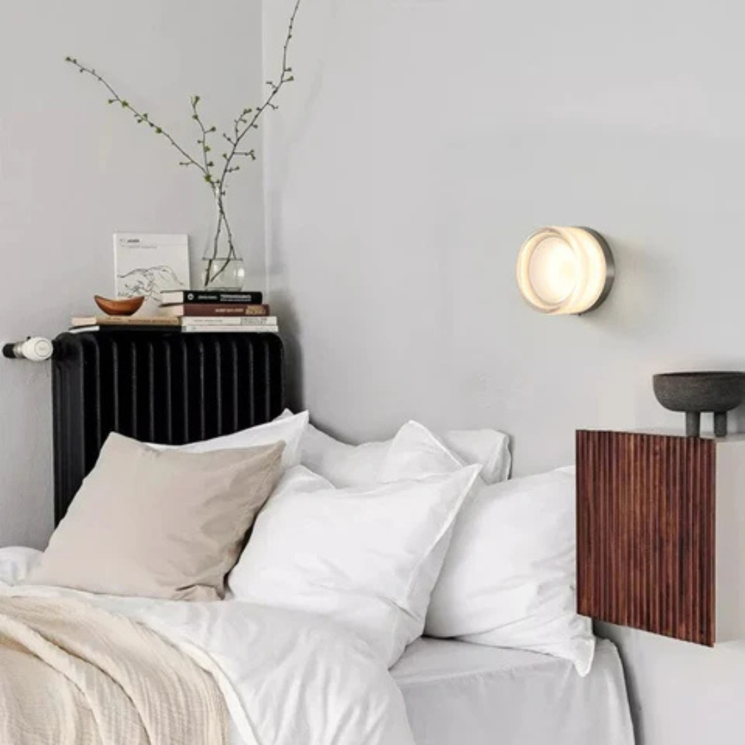 Amber Tinted Glass Round Wall Sconce LED Wall Light