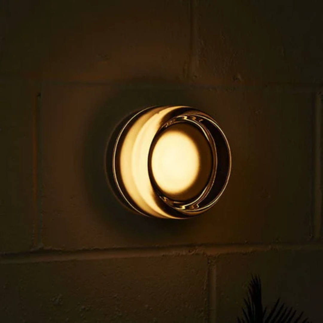 Amber Tinted Glass Round Wall Sconce LED Wall Light