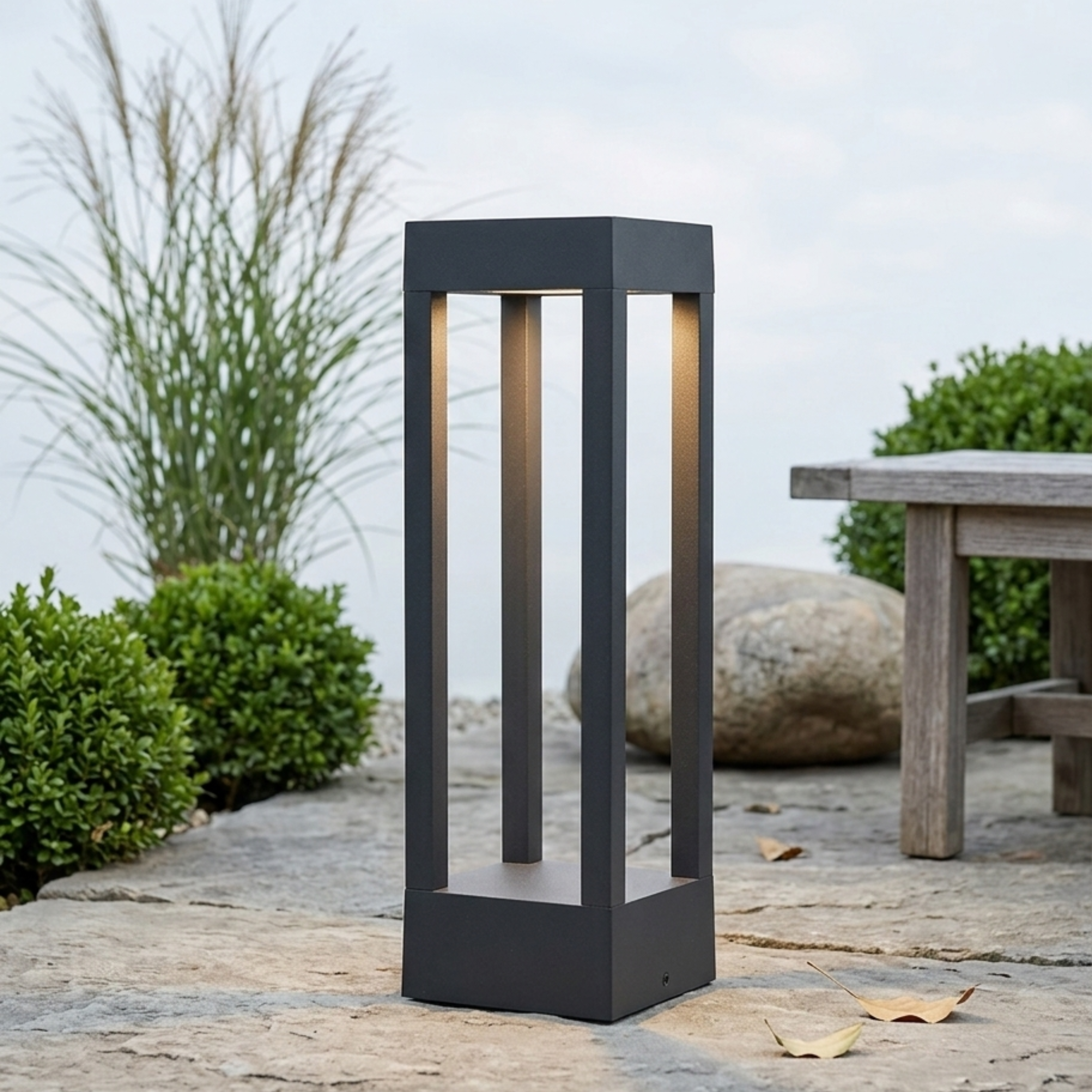Anthracite Grey LED Outdoor Bollard Light Modern Garden Path Light